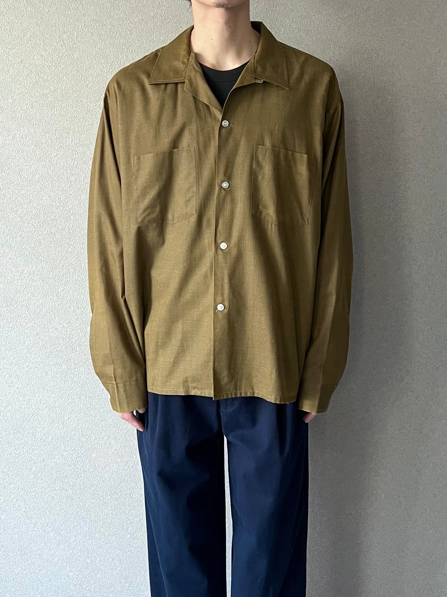 60's VINTAGE open collar shirt