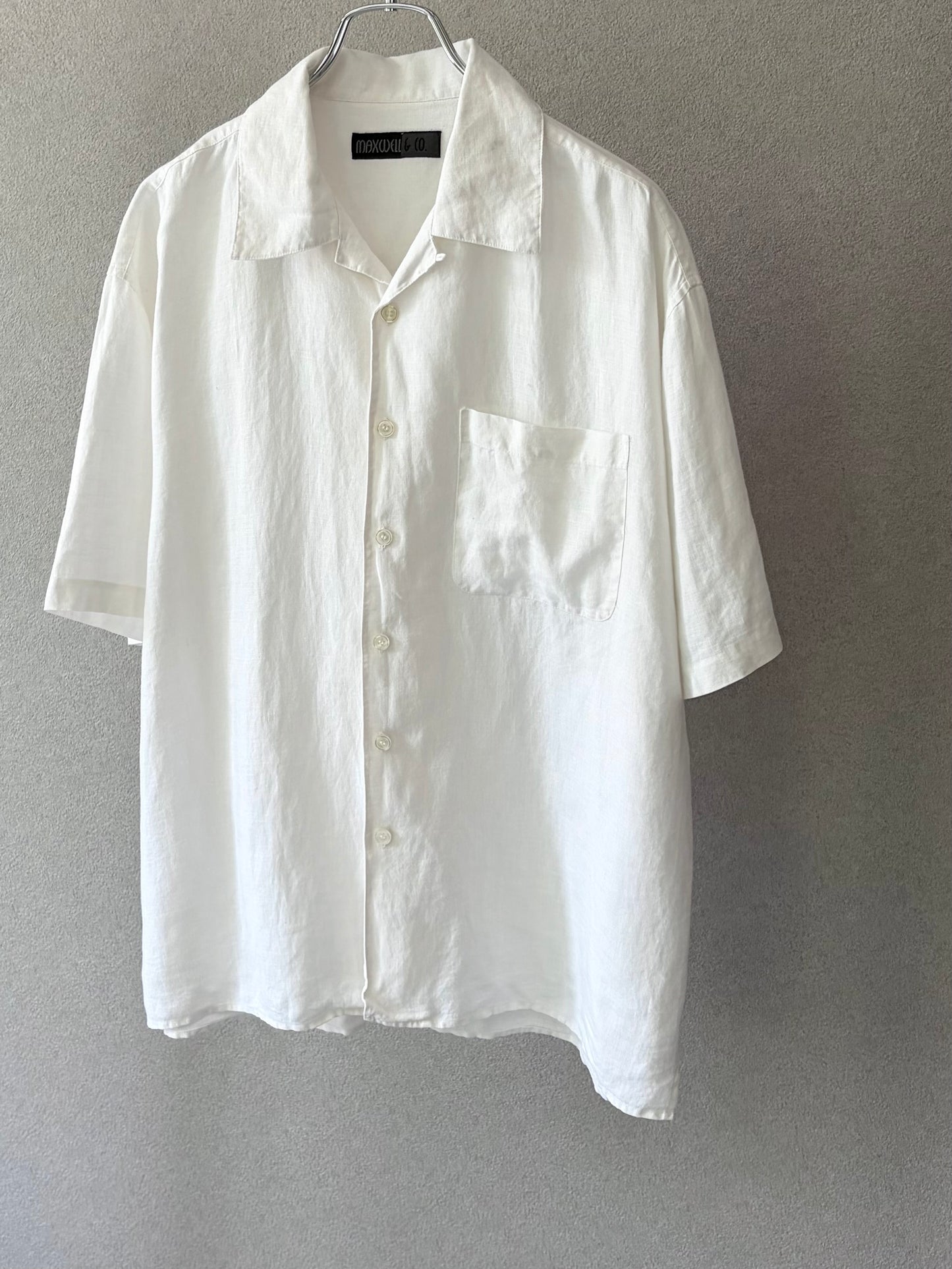 90's〜 maxwell & co. open collar linen shirt