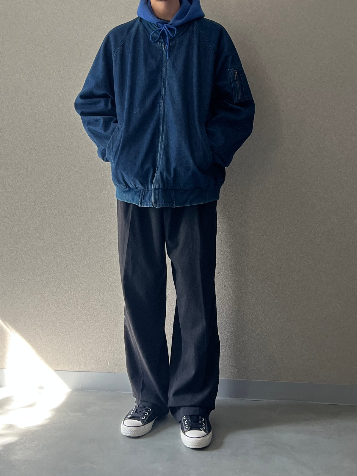 80's Eddie Bauer MA-1 style denim jacket