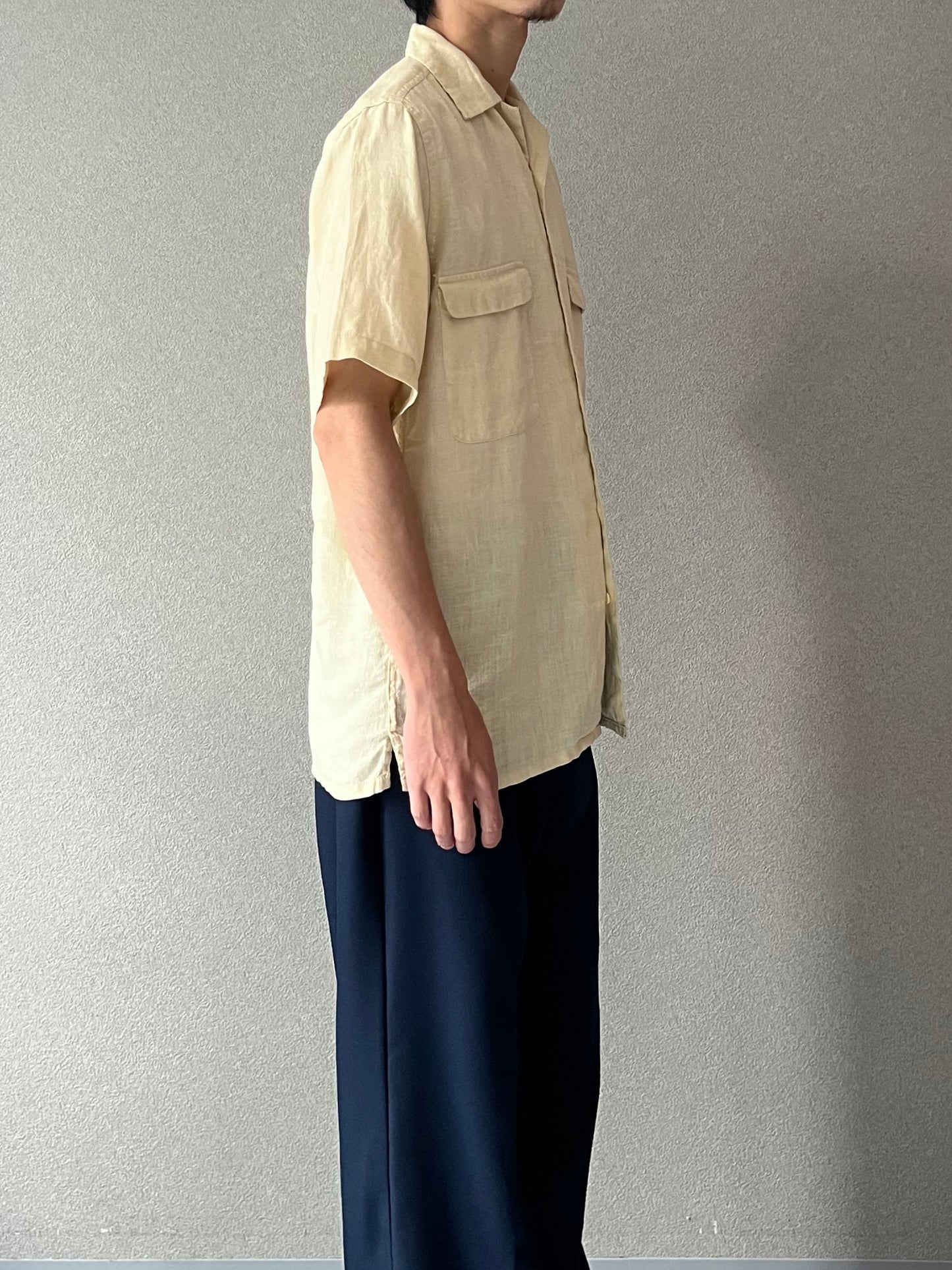 00's BRUNO open collar linen shirt