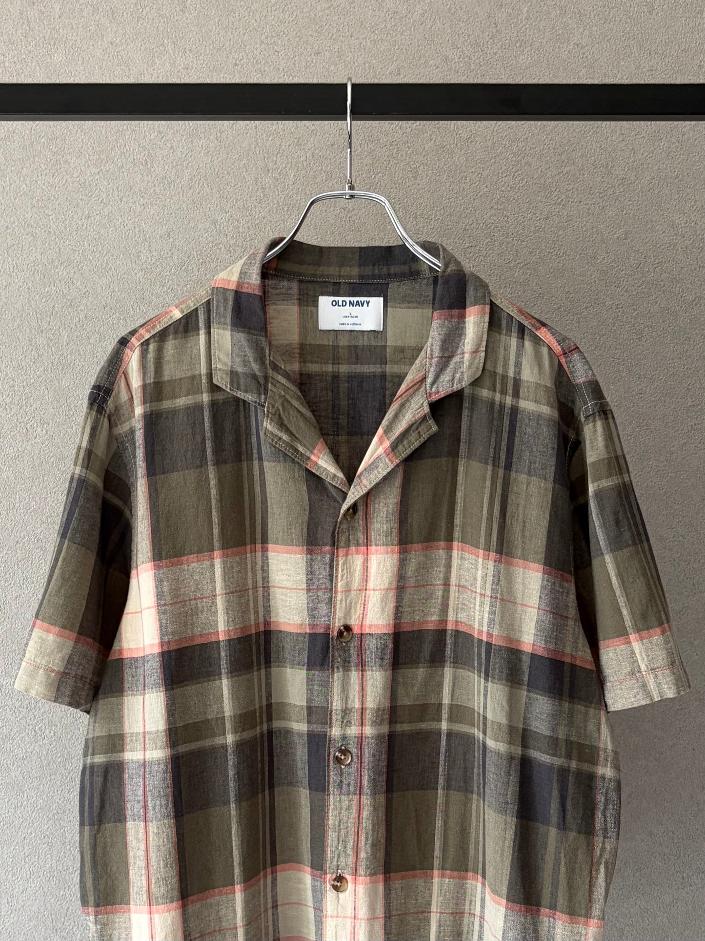 00's〜 OLD NAVY open collar linen shirt