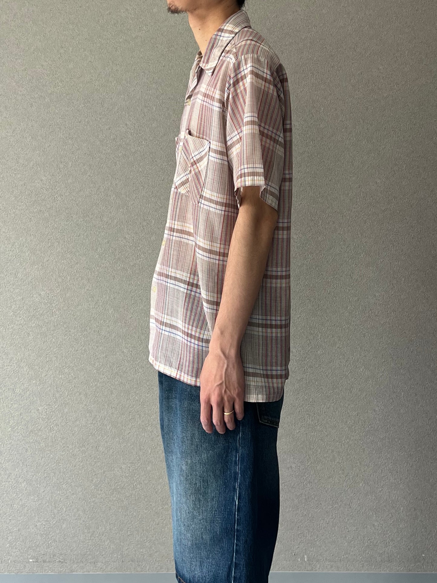 70's Bellcraft open collar shirt "Made in USA"