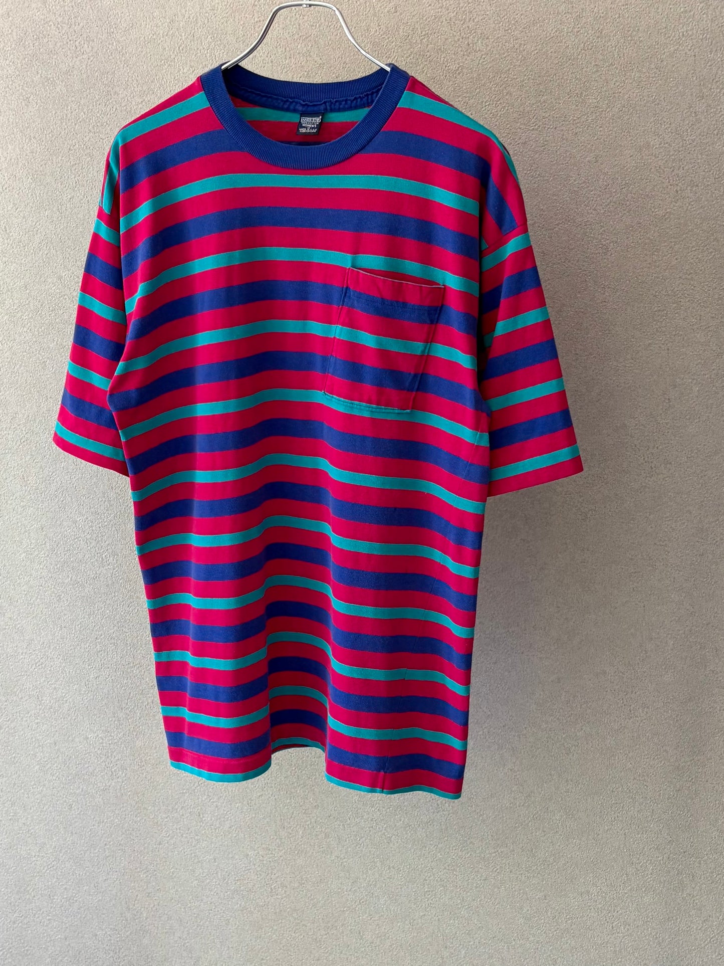 90's LAND’S END border t-shirt "Made in USA"