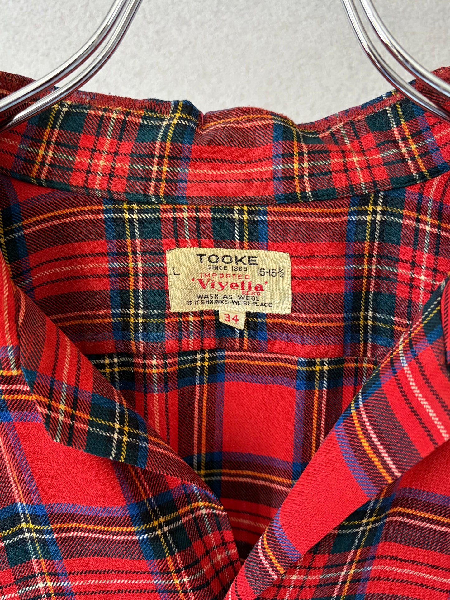 60's VINTAGE wool open collar shirt