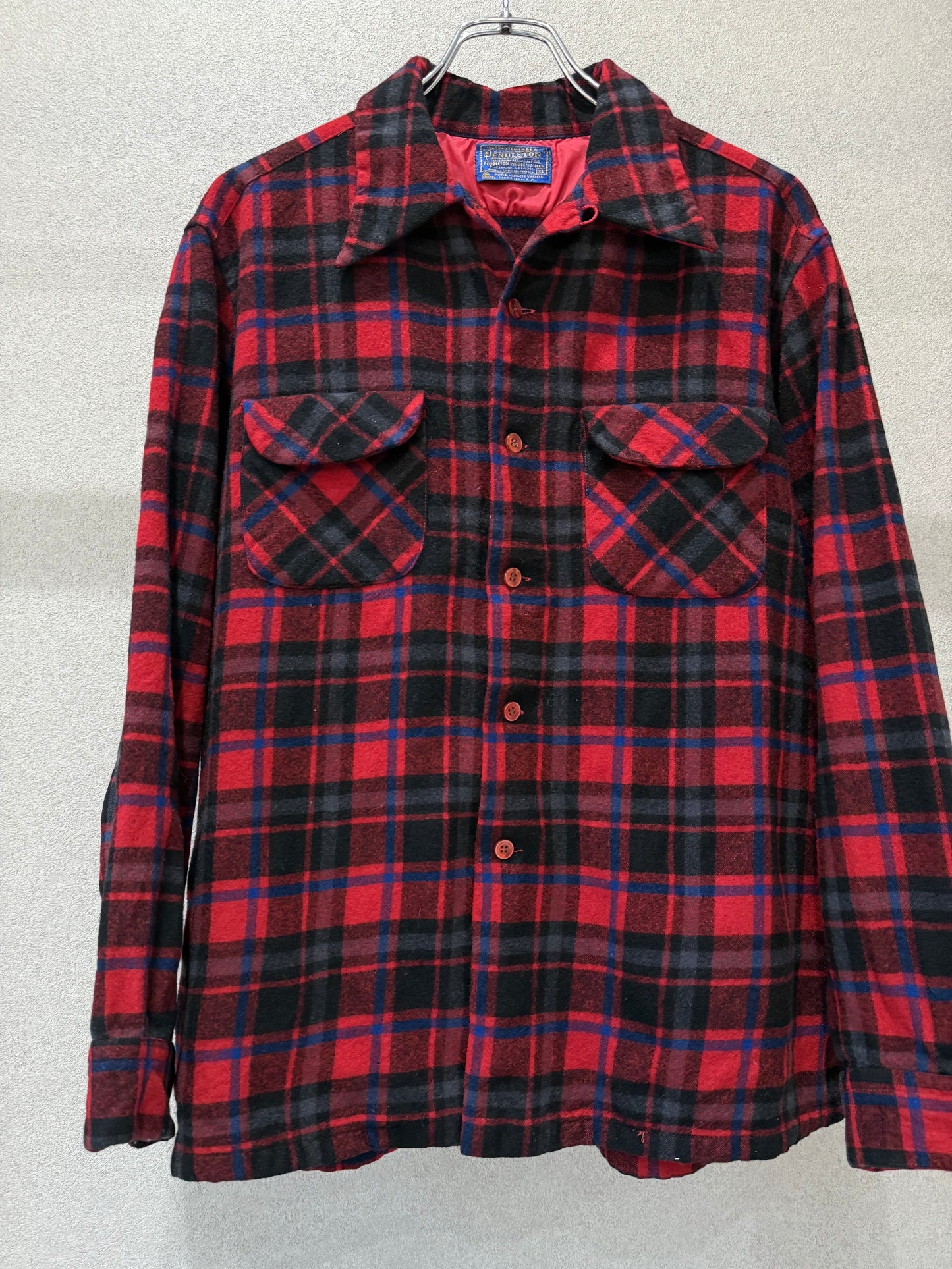 70's PENDLETON open collar wool shirt "Made in USA"