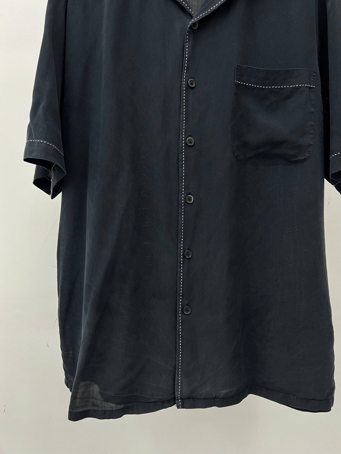 00's AXIST open collar silk shirt