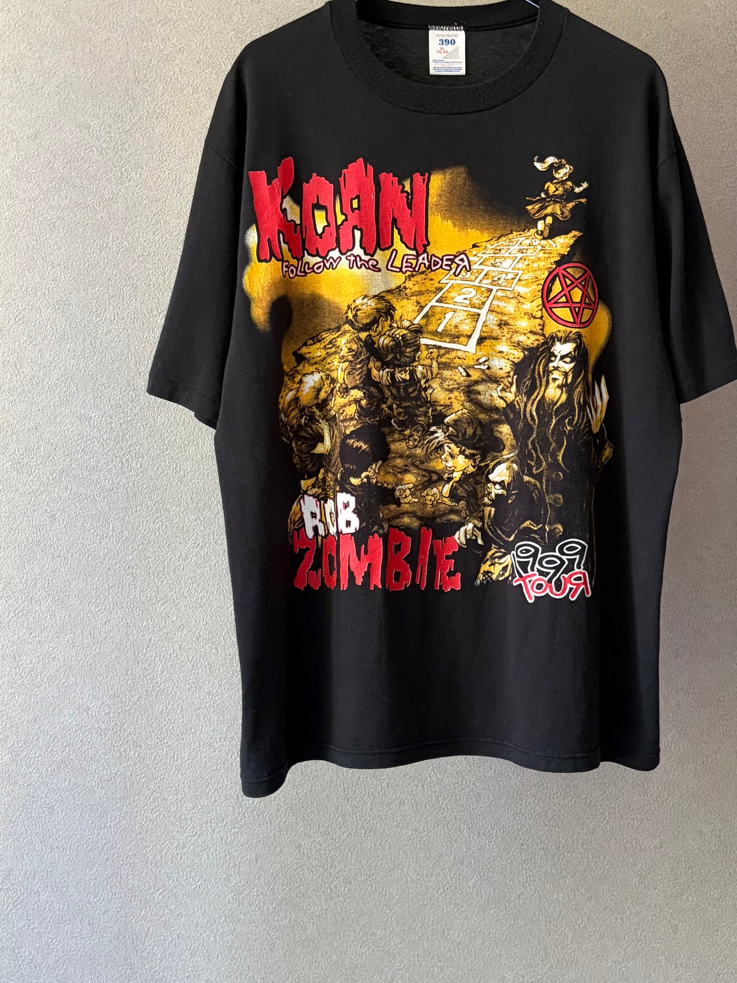 90's KORN × ROB ZOMBIE music t-shirt "Made in USA"
