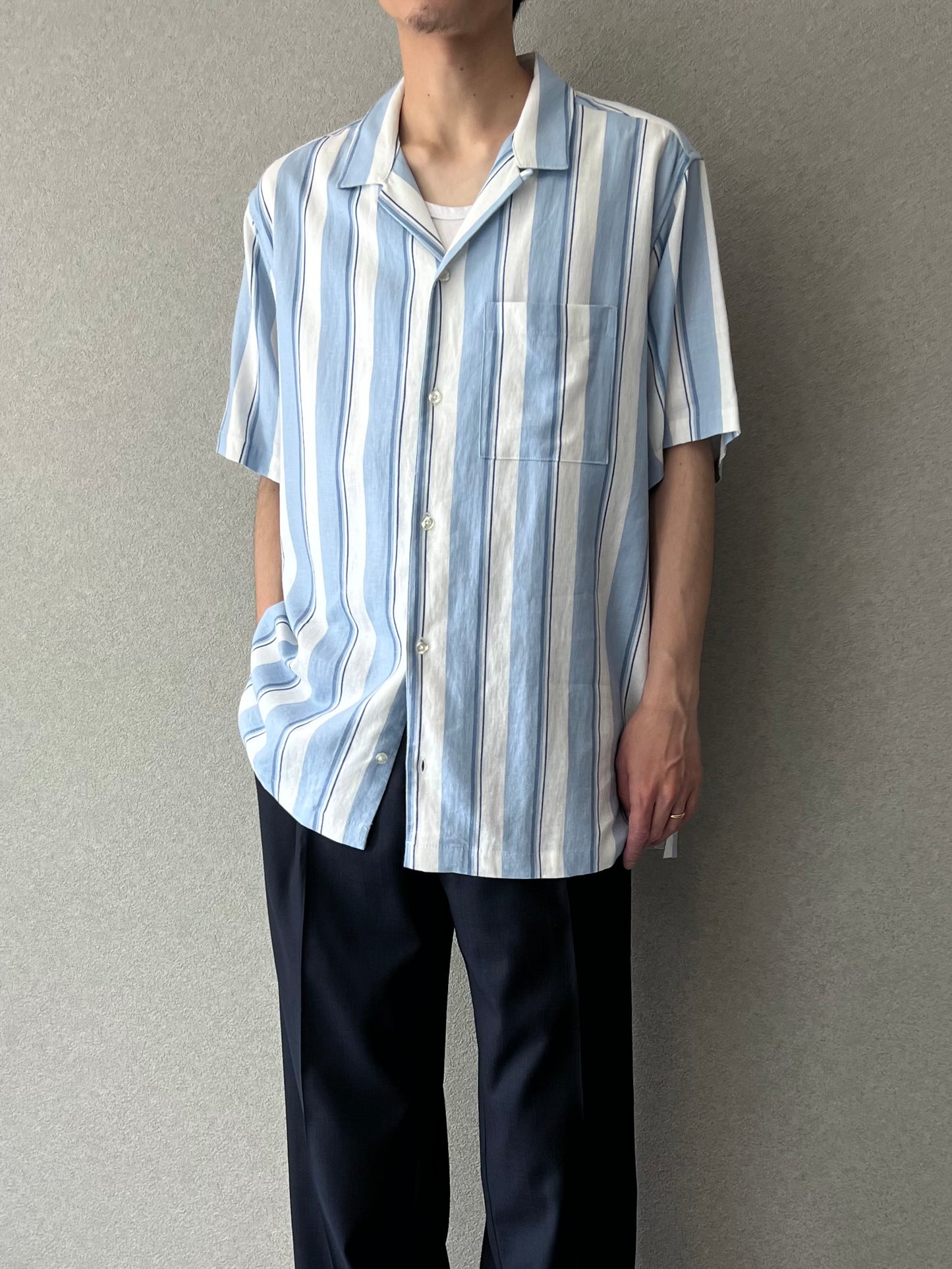 00's GAP linen×rayon  open collar shirt