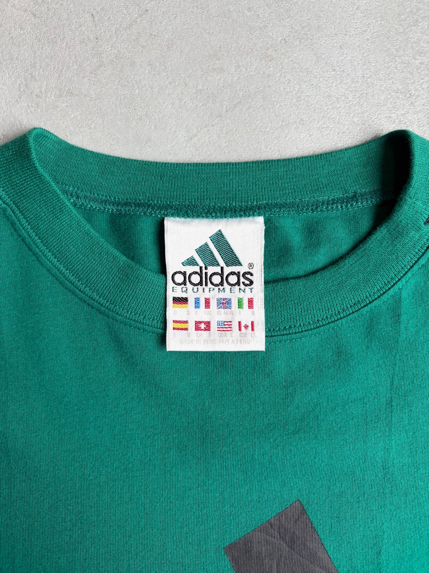 90's adidas Equipment print t-shirt