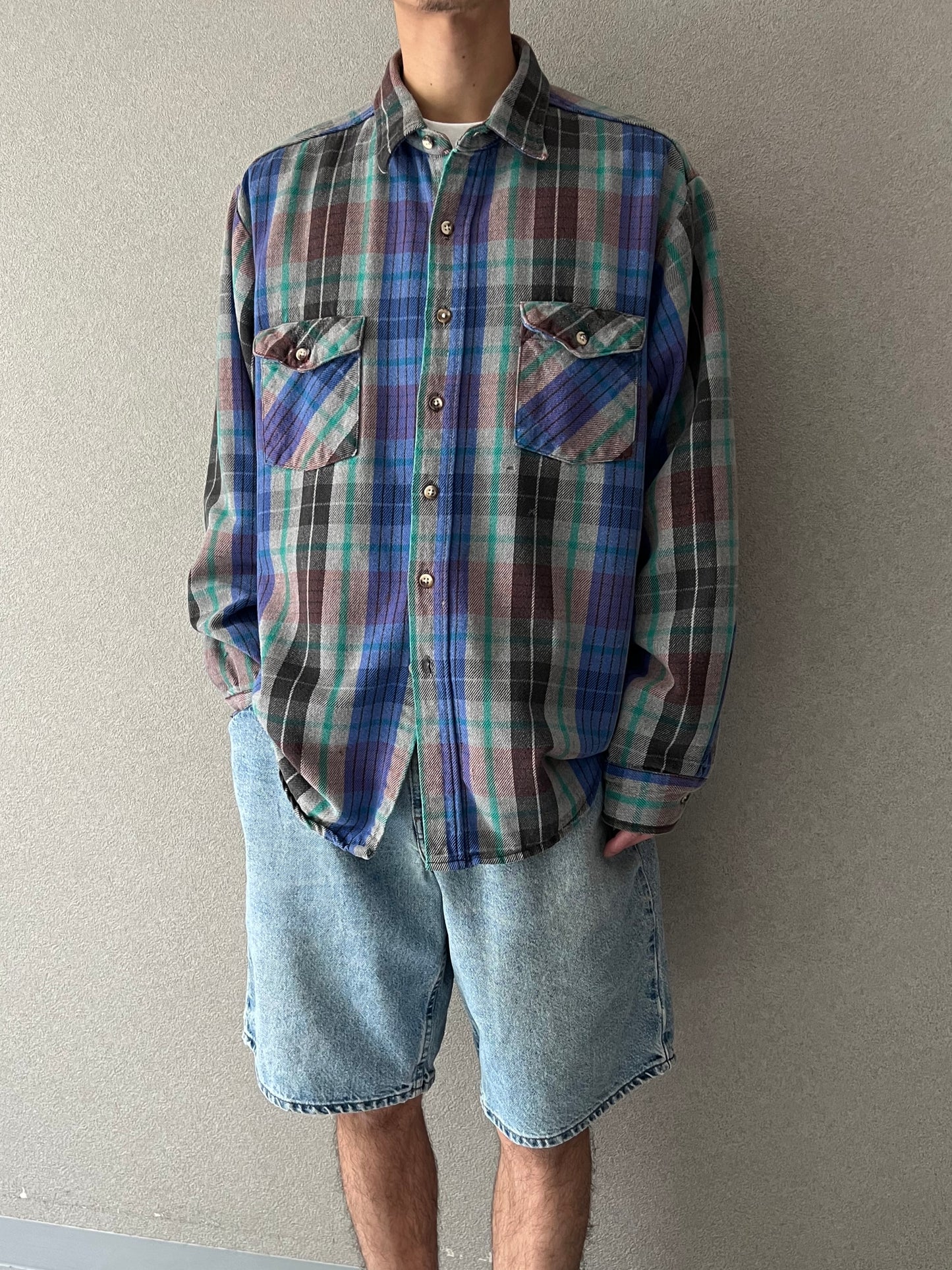 90's FIVE BROTHER flannel shirt
