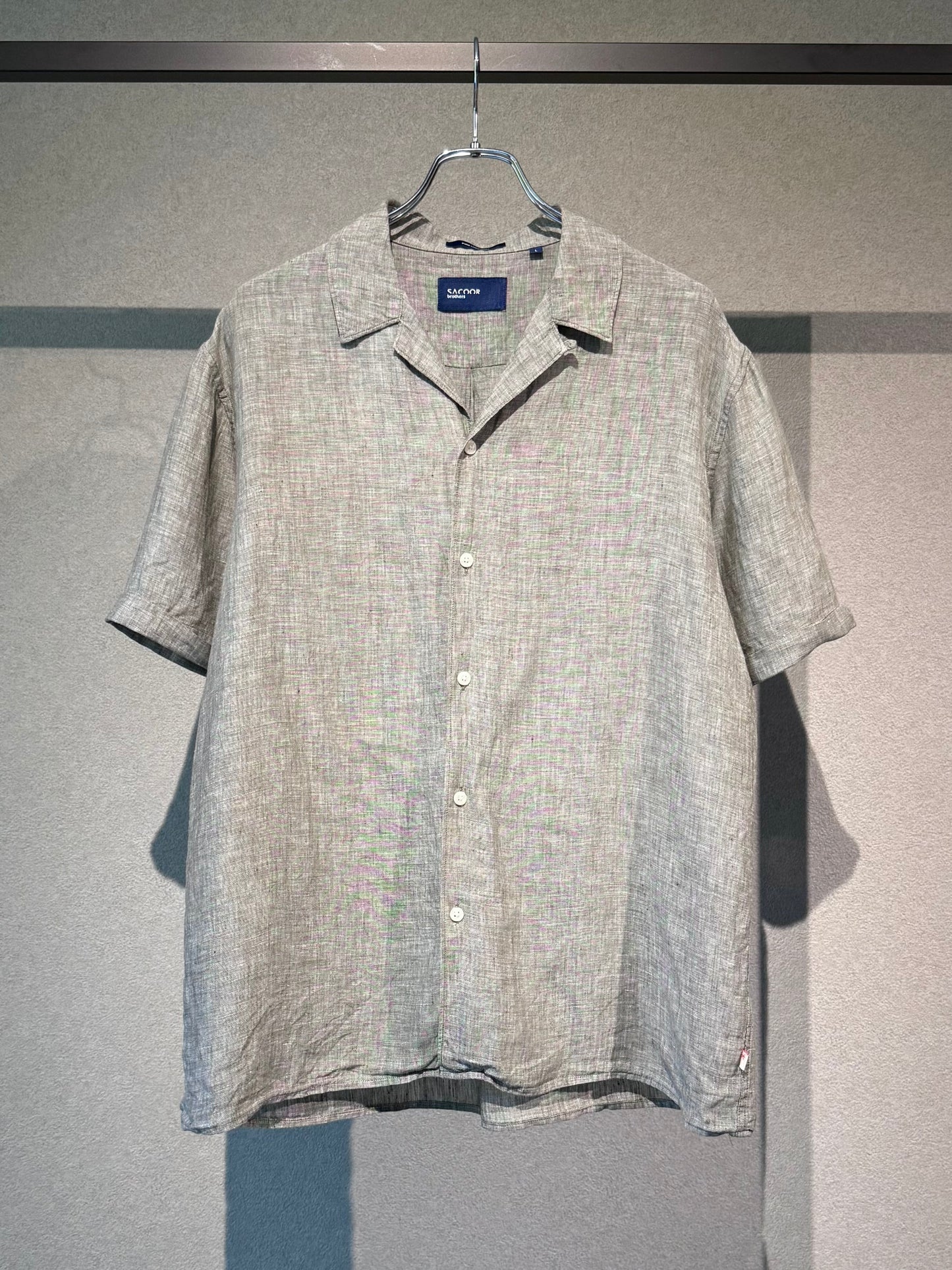 00's SACOOR brothers linen open collar shirt
