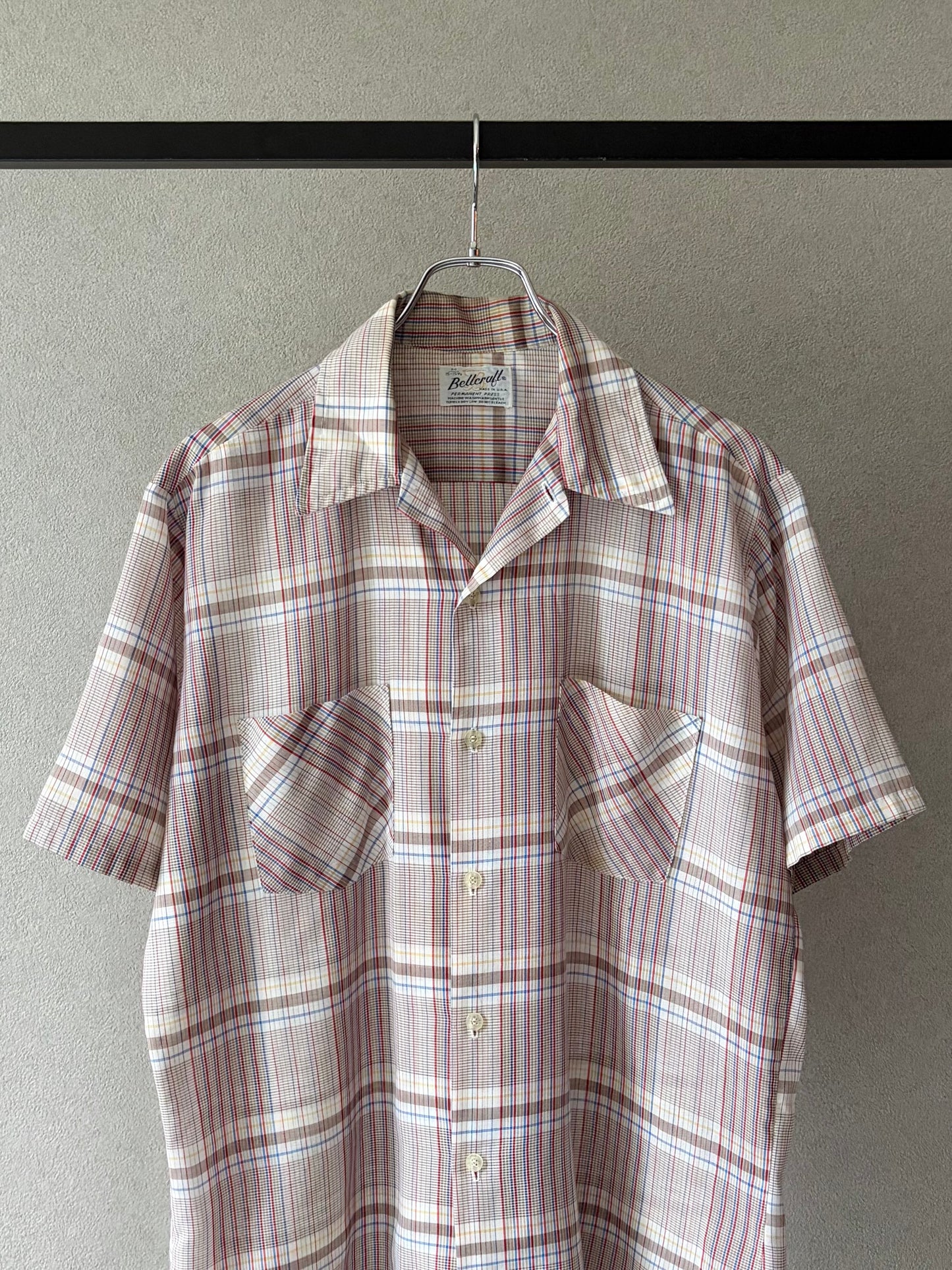 70's Bellcraft open collar shirt "Made in USA"