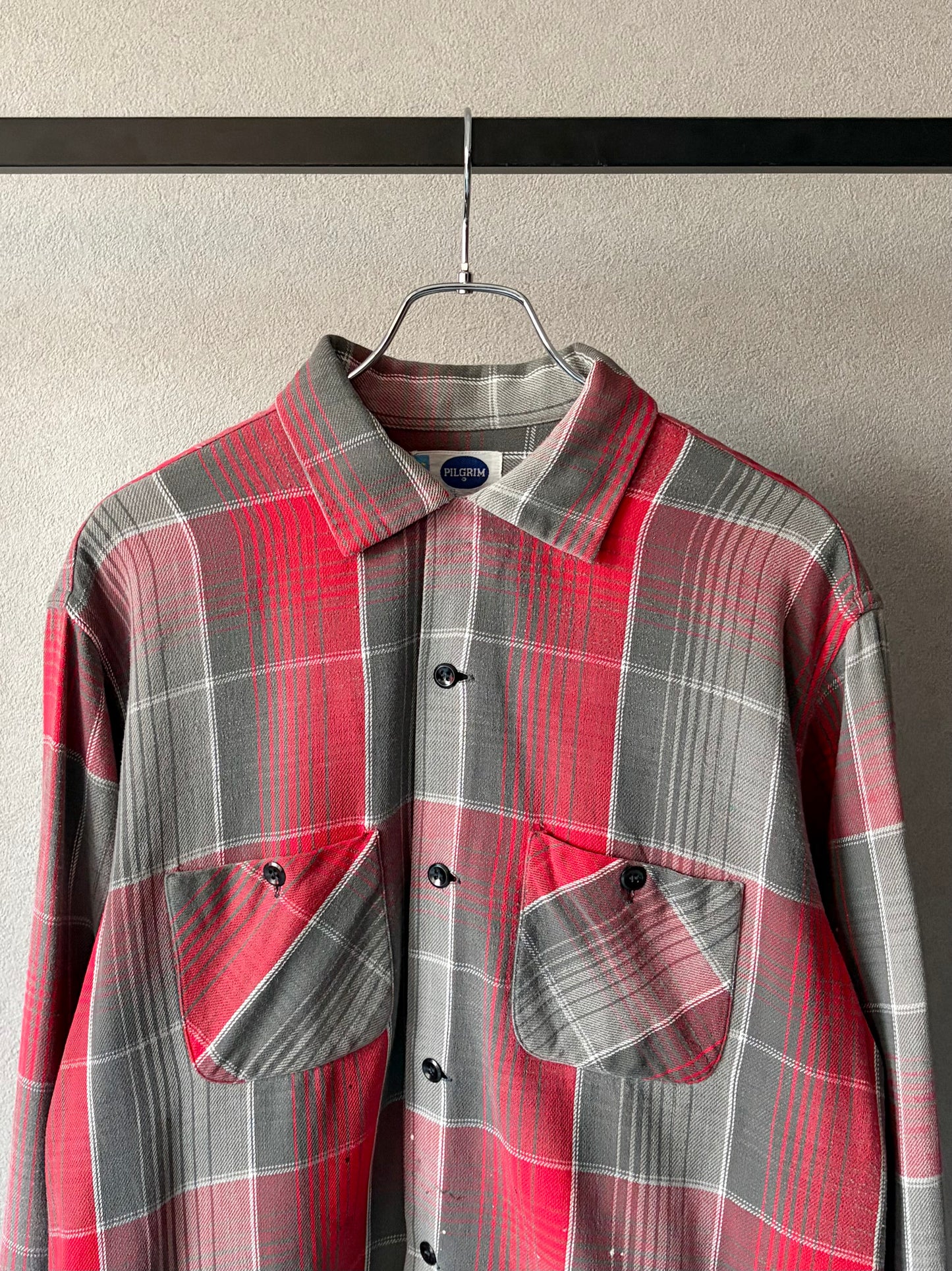 60's PILGRIM open collar flannel shirt
