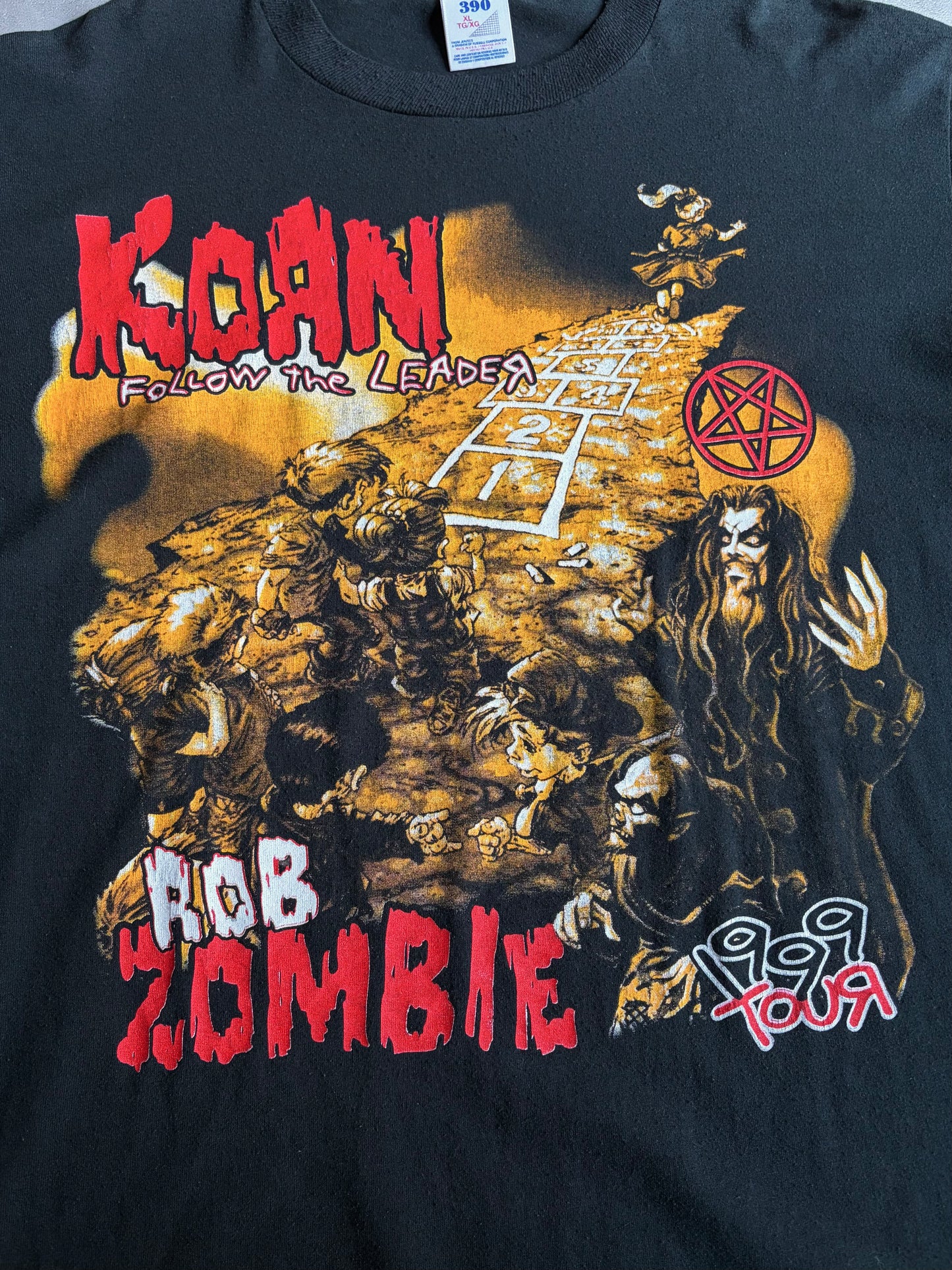 90's KORN × ROB ZOMBIE music t-shirt "Made in USA"