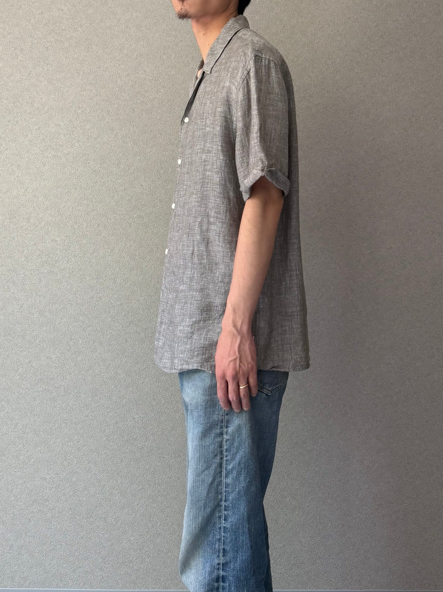 00's SACOOR brothers linen open collar shirt