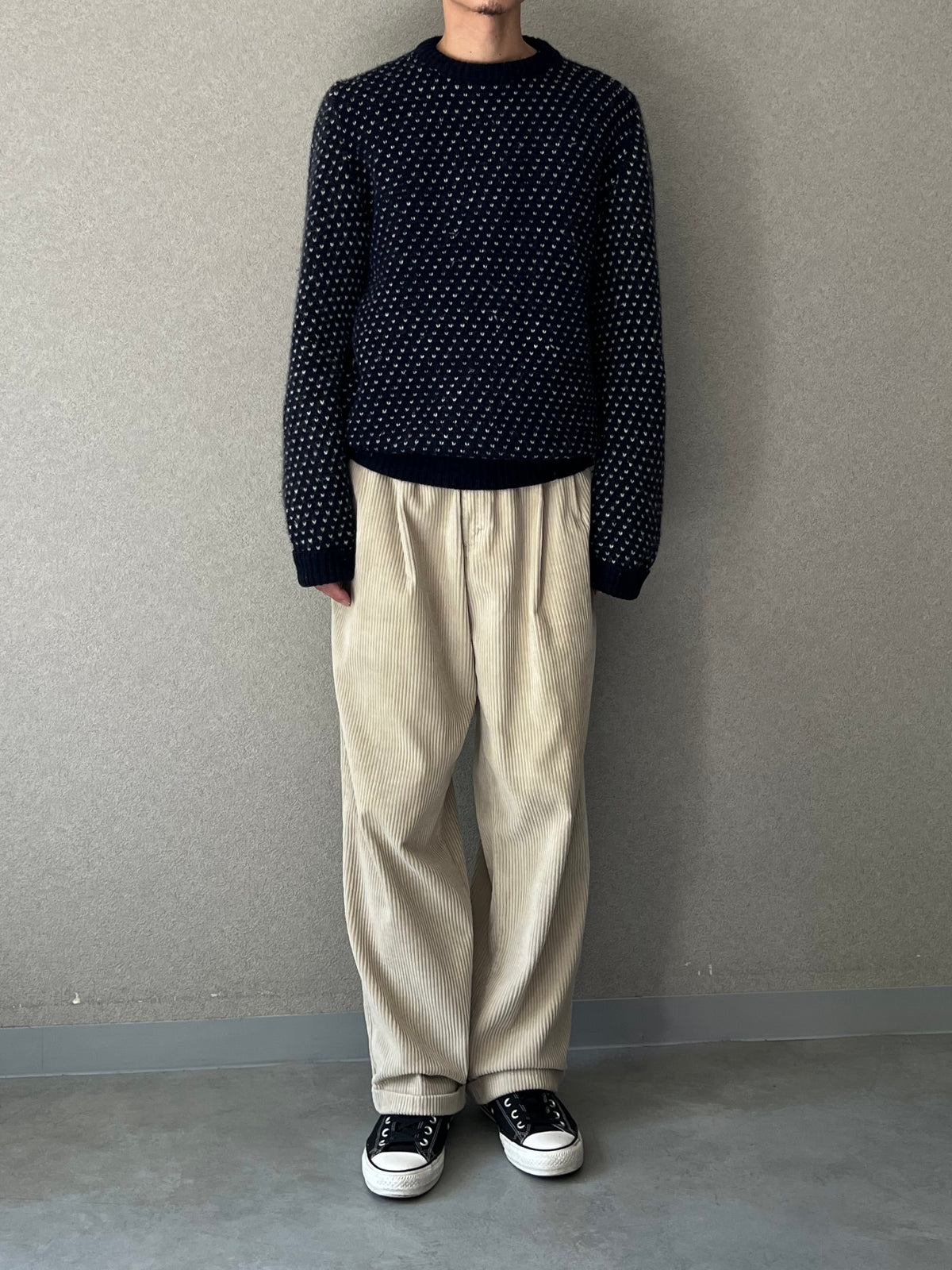 80's AMERICAN EAGLE birds eye knit sweater "Made in USA"