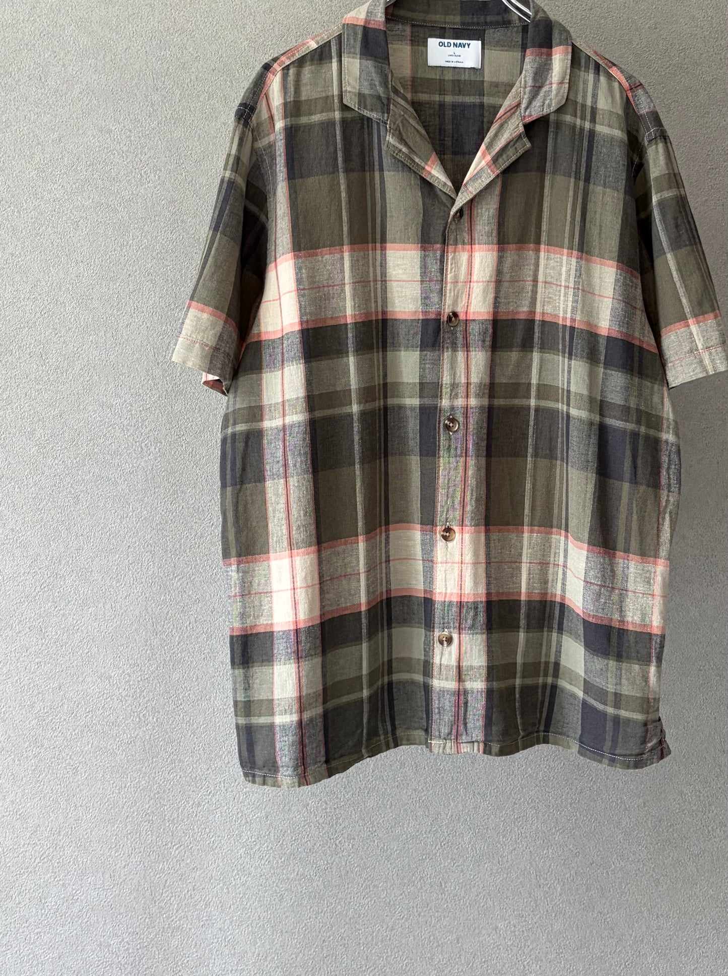 00's〜 OLD NAVY open collar linen shirt