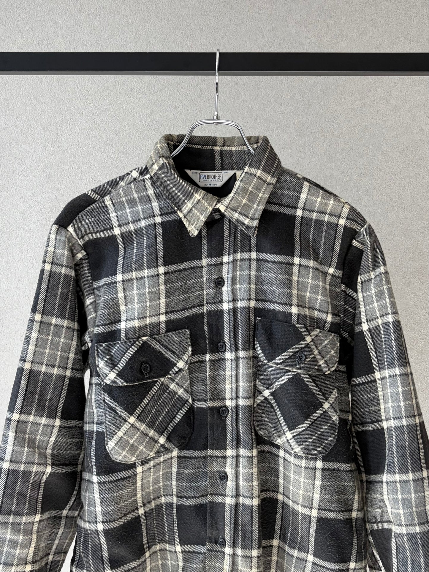 80's  FIVE BROTHER quilting flannel shirt "Made in USA"