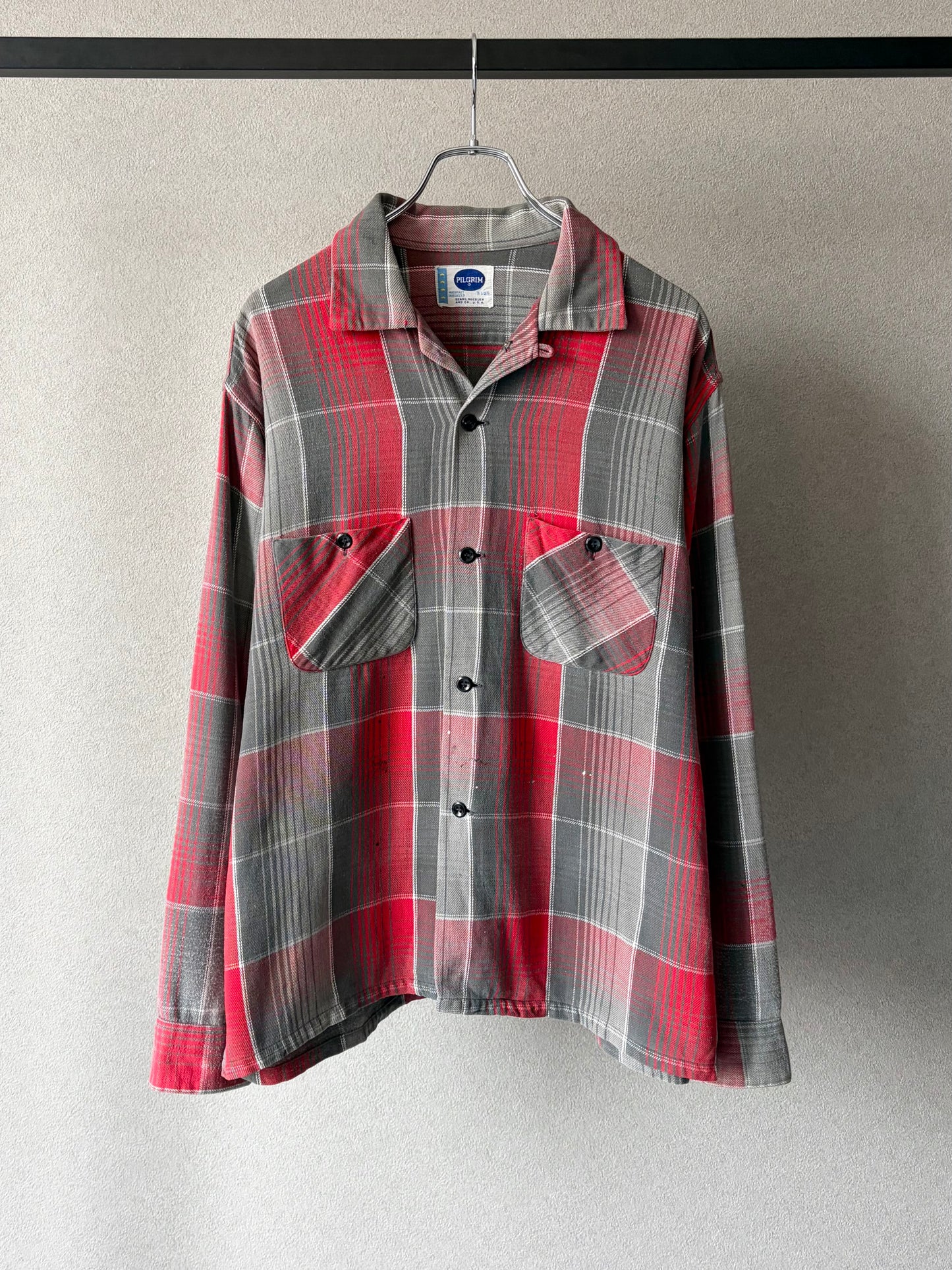 60's PILGRIM open collar flannel shirt