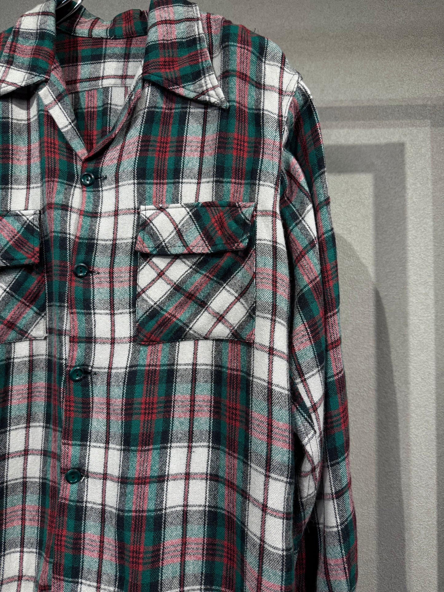 60's〜 VINTAGE open collar wool shirt