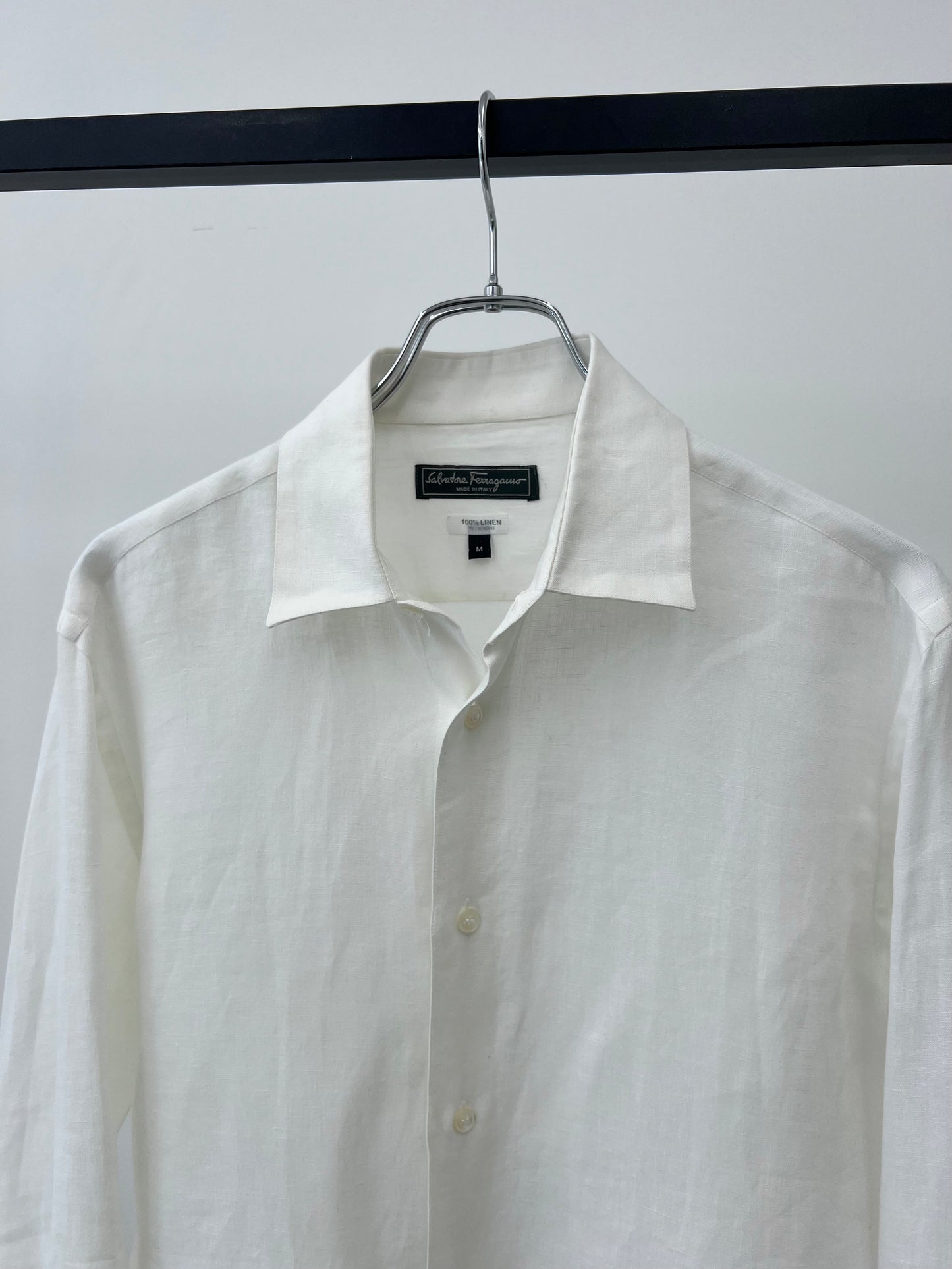 00's Salvatore Ferragamo linen shirt "Made in ITALY"