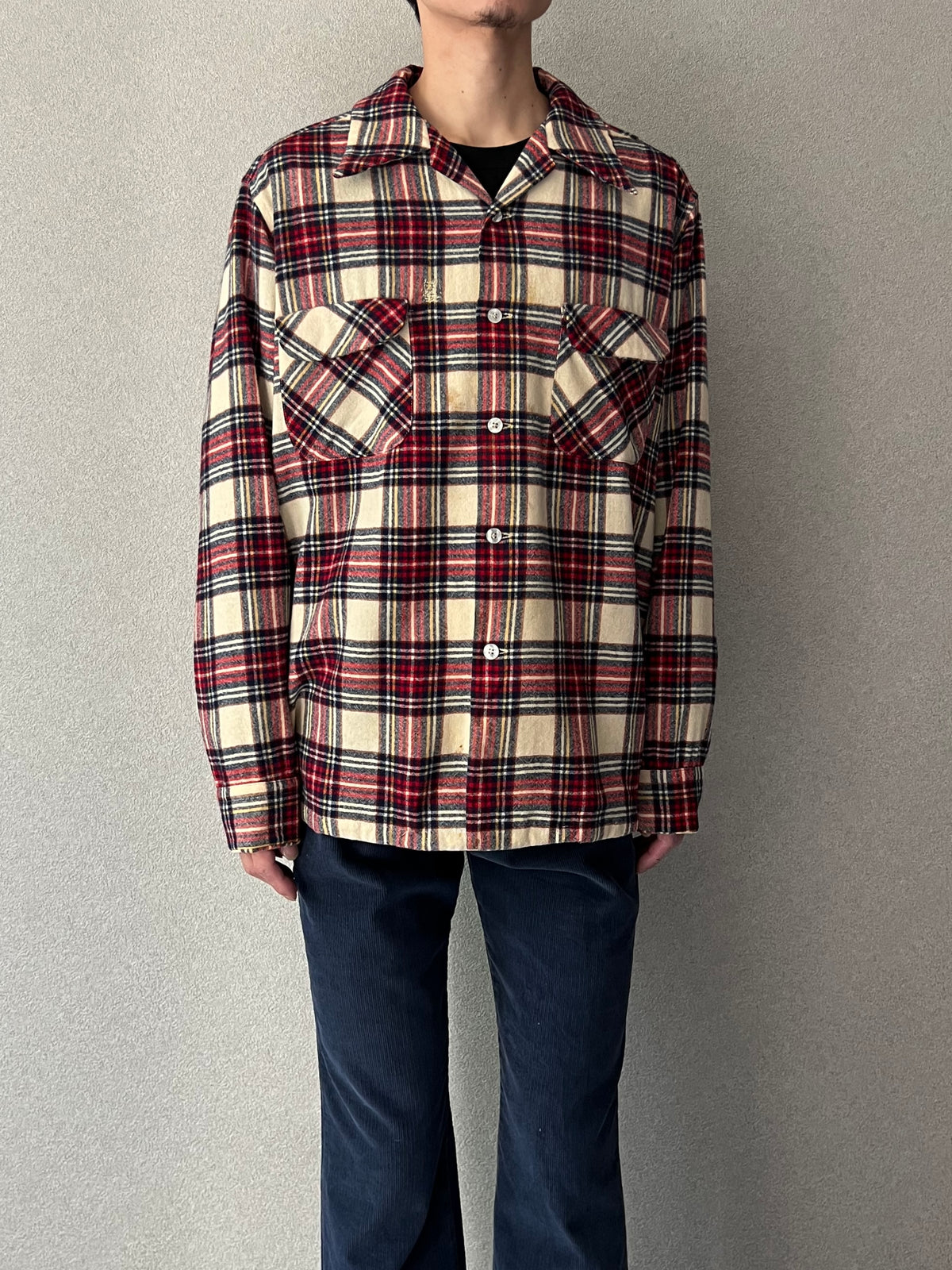 70's PENDLETON open coller wool shirt "Made in USA"