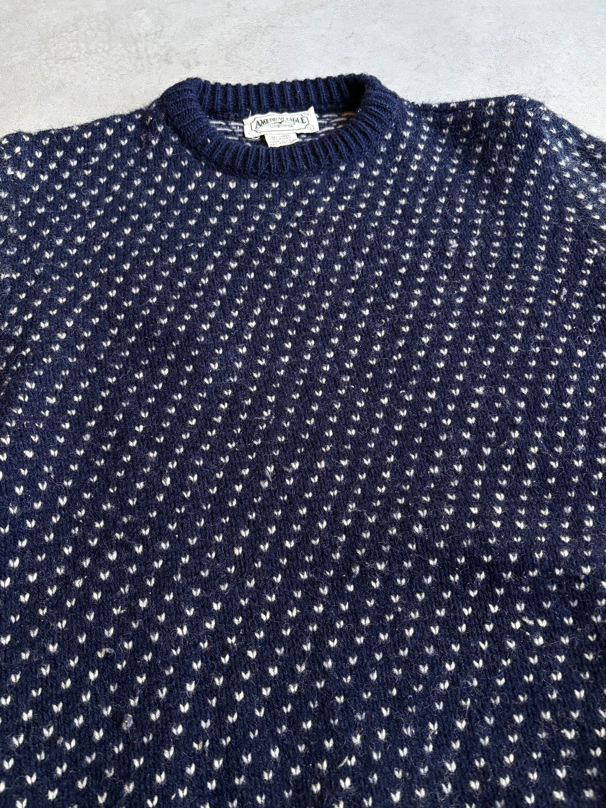 80's AMERICAN EAGLE birds eye knit sweater "Made in USA"