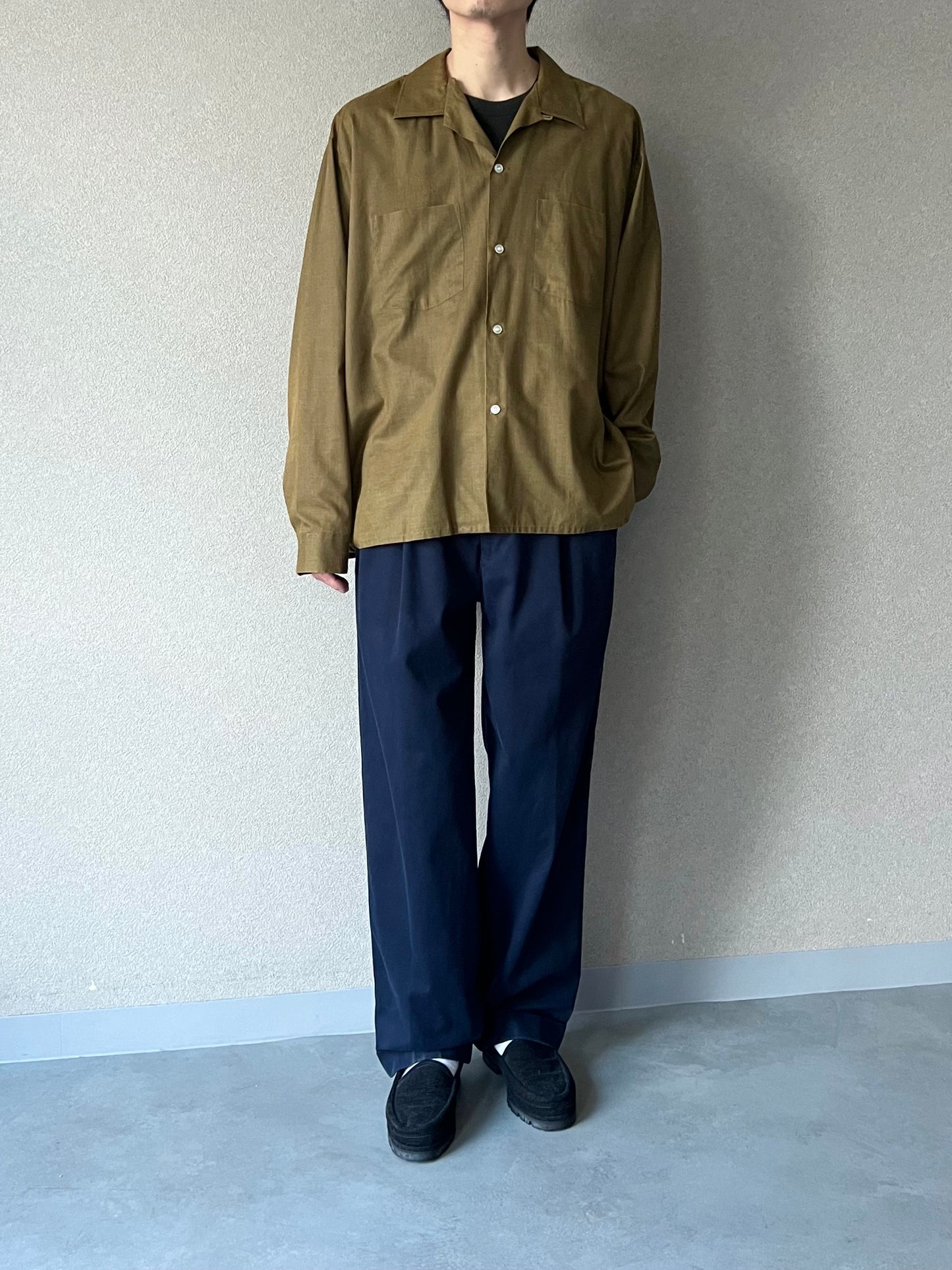 60's VINTAGE open collar shirt