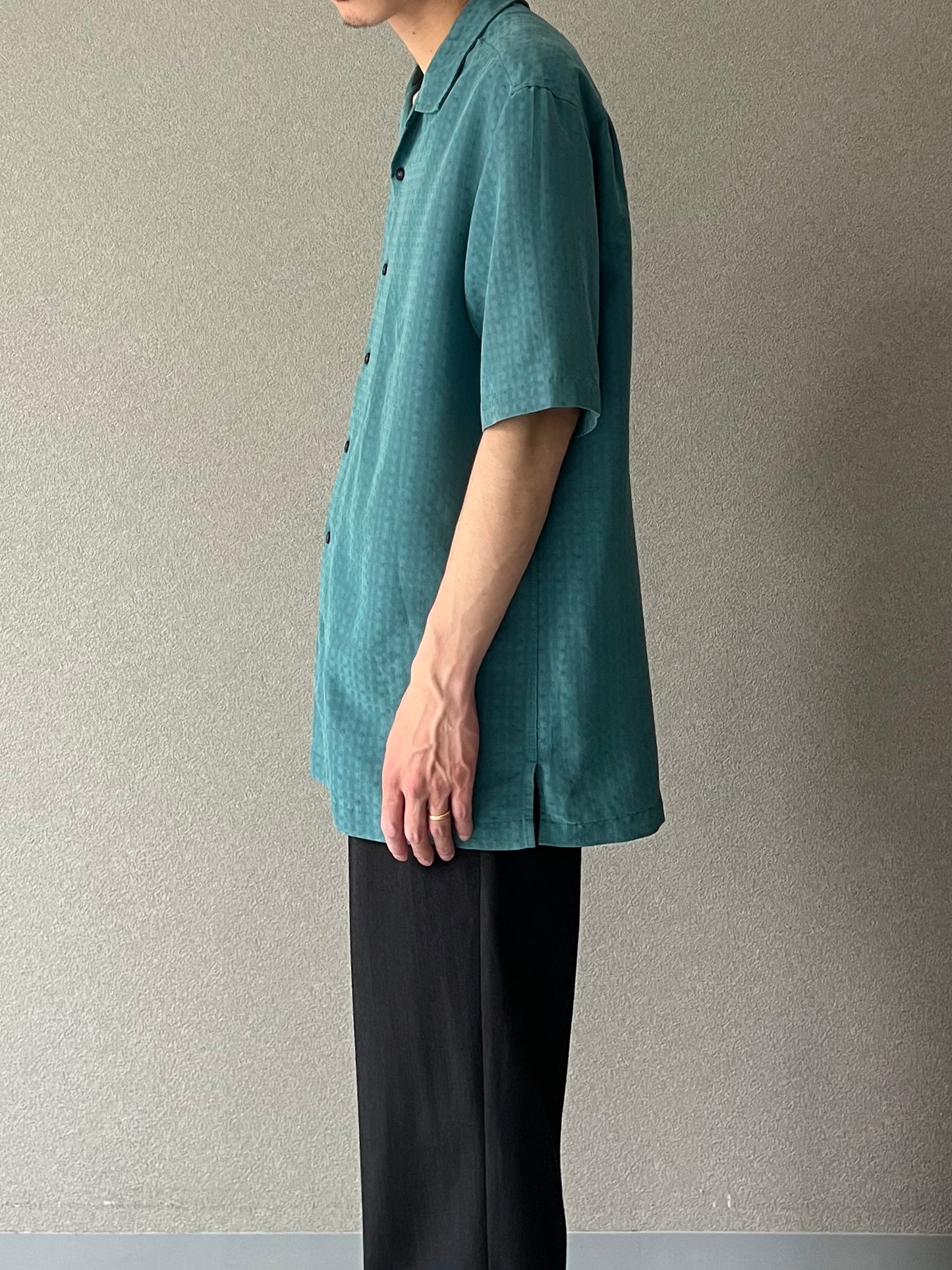 00's VIA EUROPA rayon open collar shirt