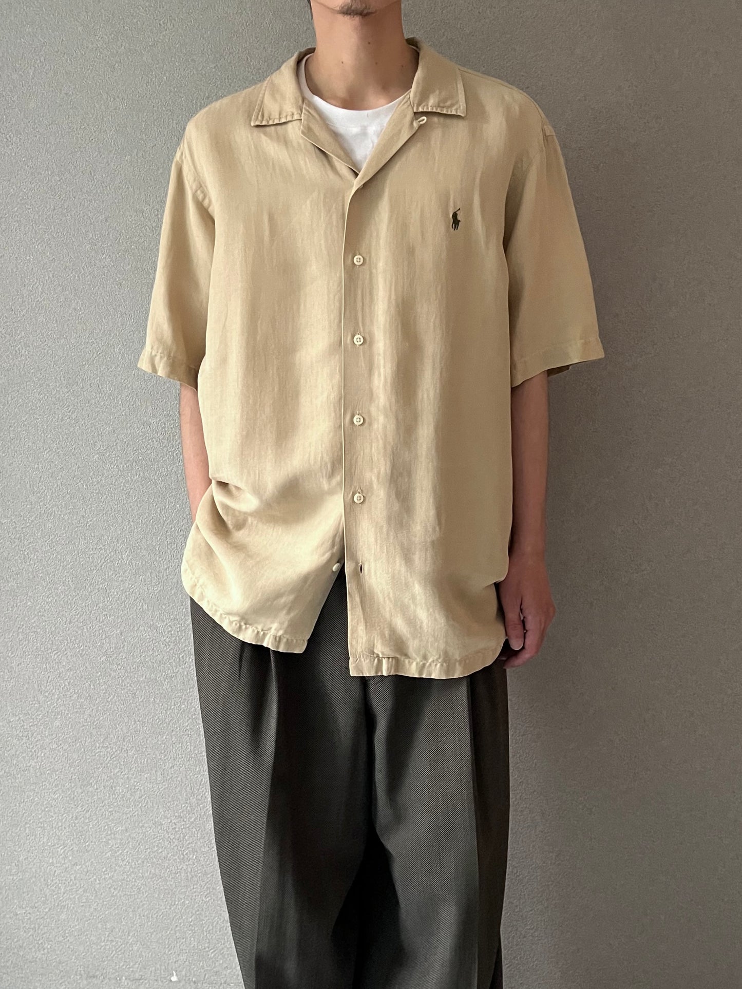 90's Polo Ralph Lauren silk linen open collar shirt