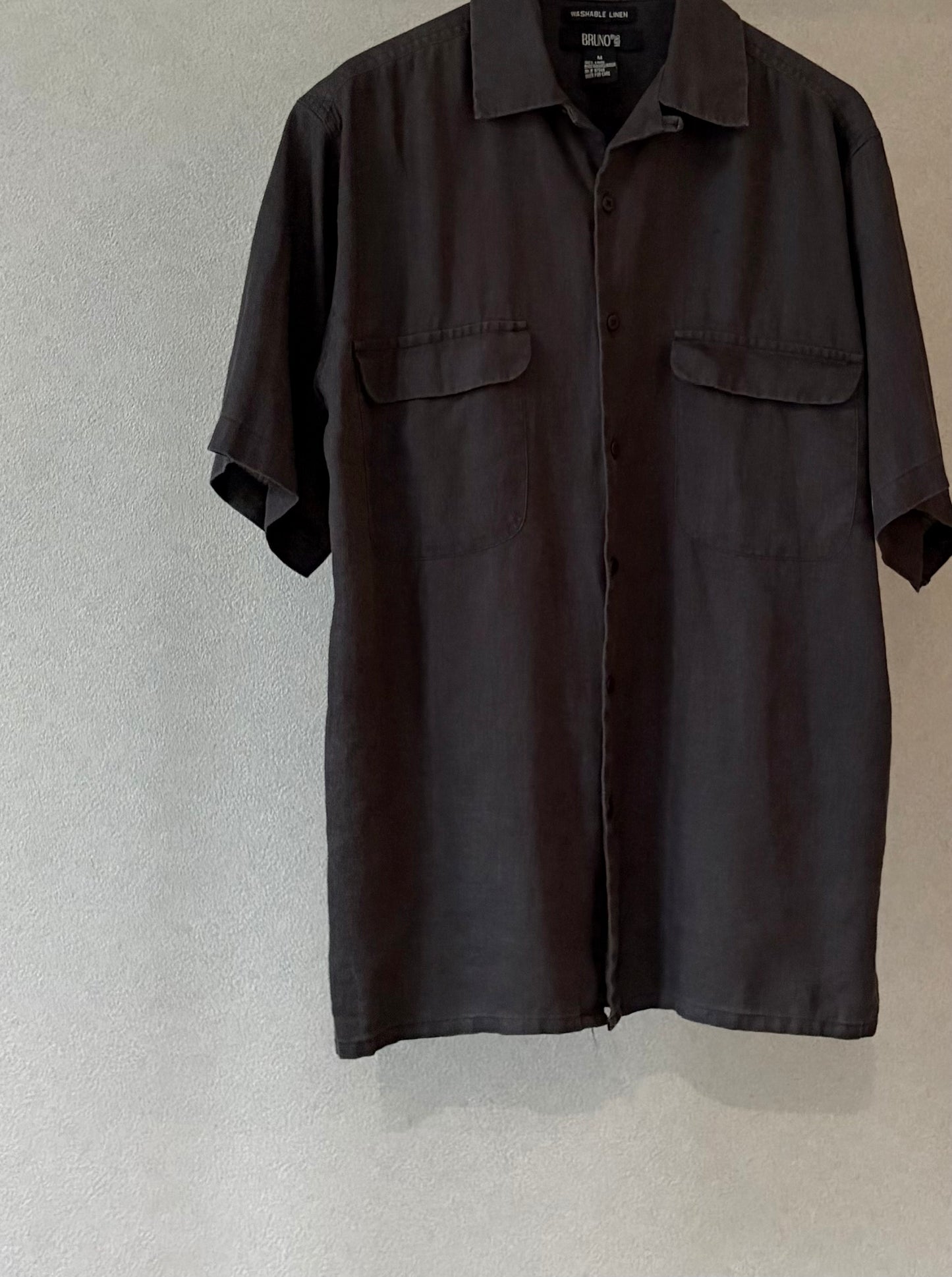 00's BRUNO linen open collar shirt