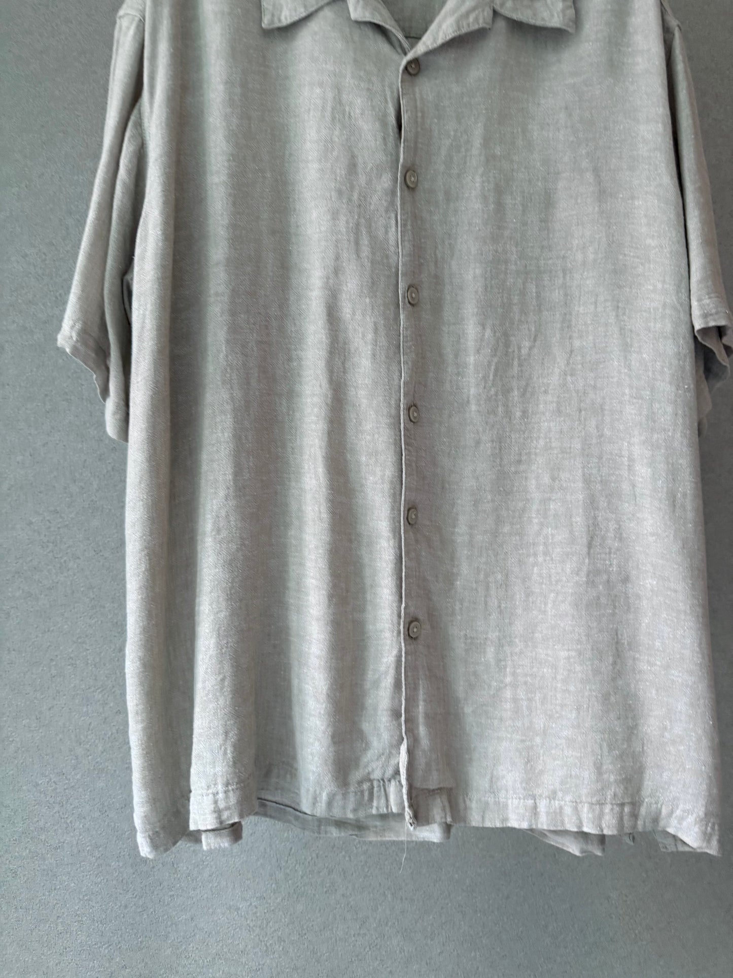 00's HAGGAR linen open collar shirt