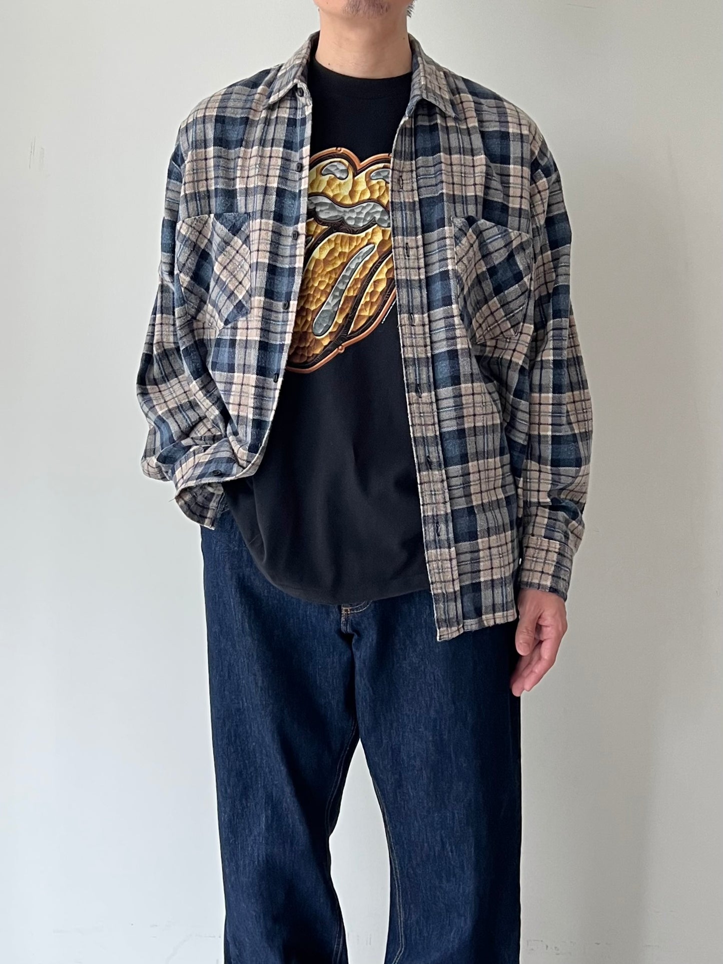 80's SAUGATUCK print flannel shirt