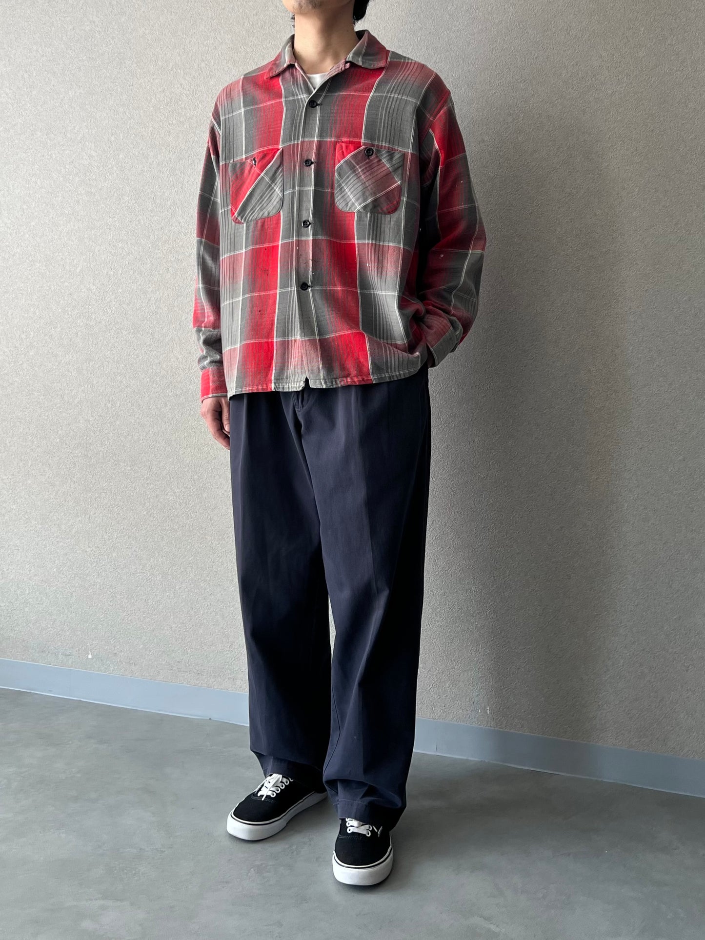 60's PILGRIM open collar flannel shirt