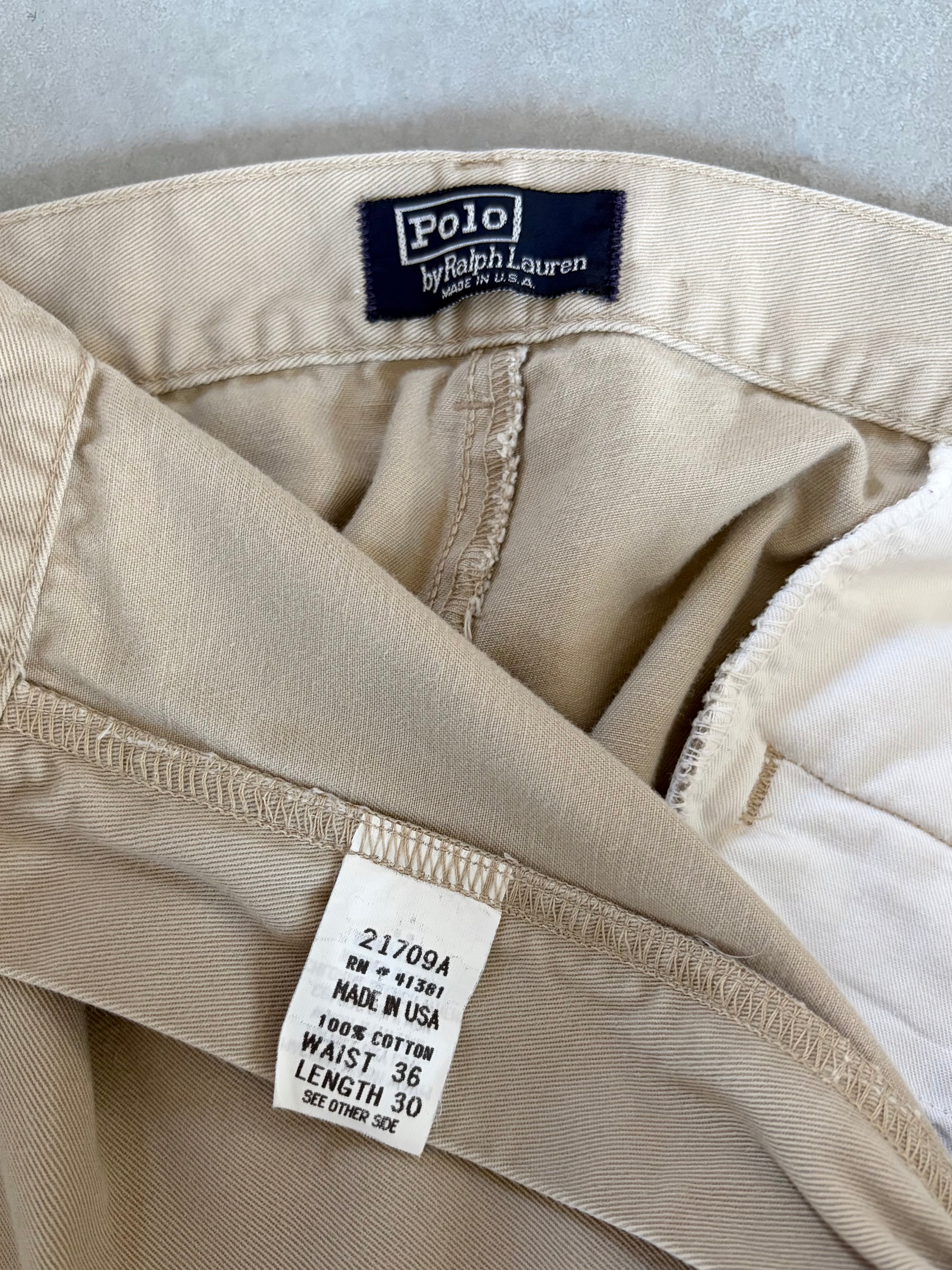 90's USA製 POLO CHINO Ralph Lauren ベージュ 希少 廃番 90s USA製 POLO CHINO ラルフローレン 2タック チノパン 38