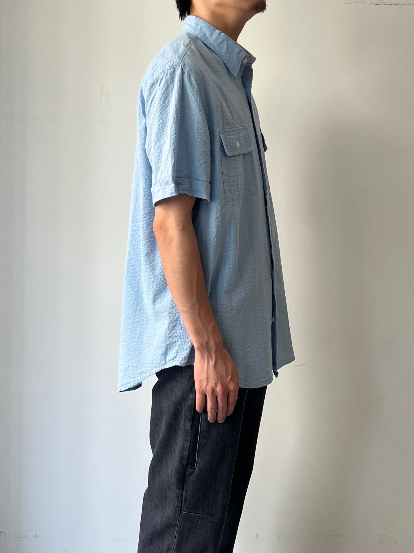 00's PERRY ELLIS seersucker shirt