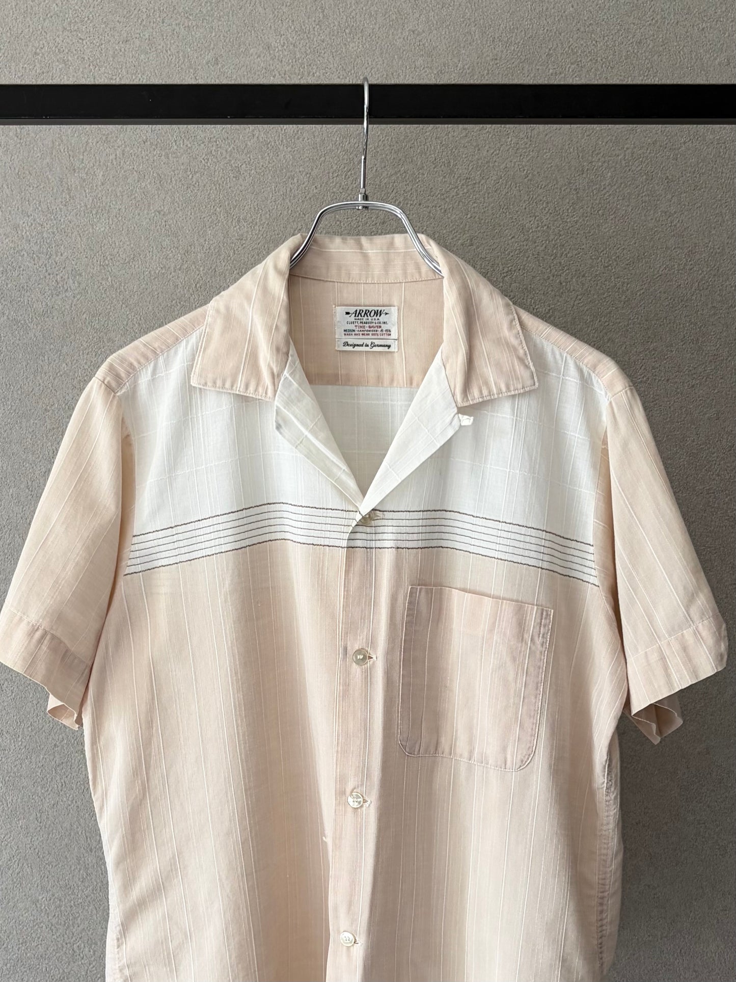 60's ARROW vintage open collar shirt "Made in USA"