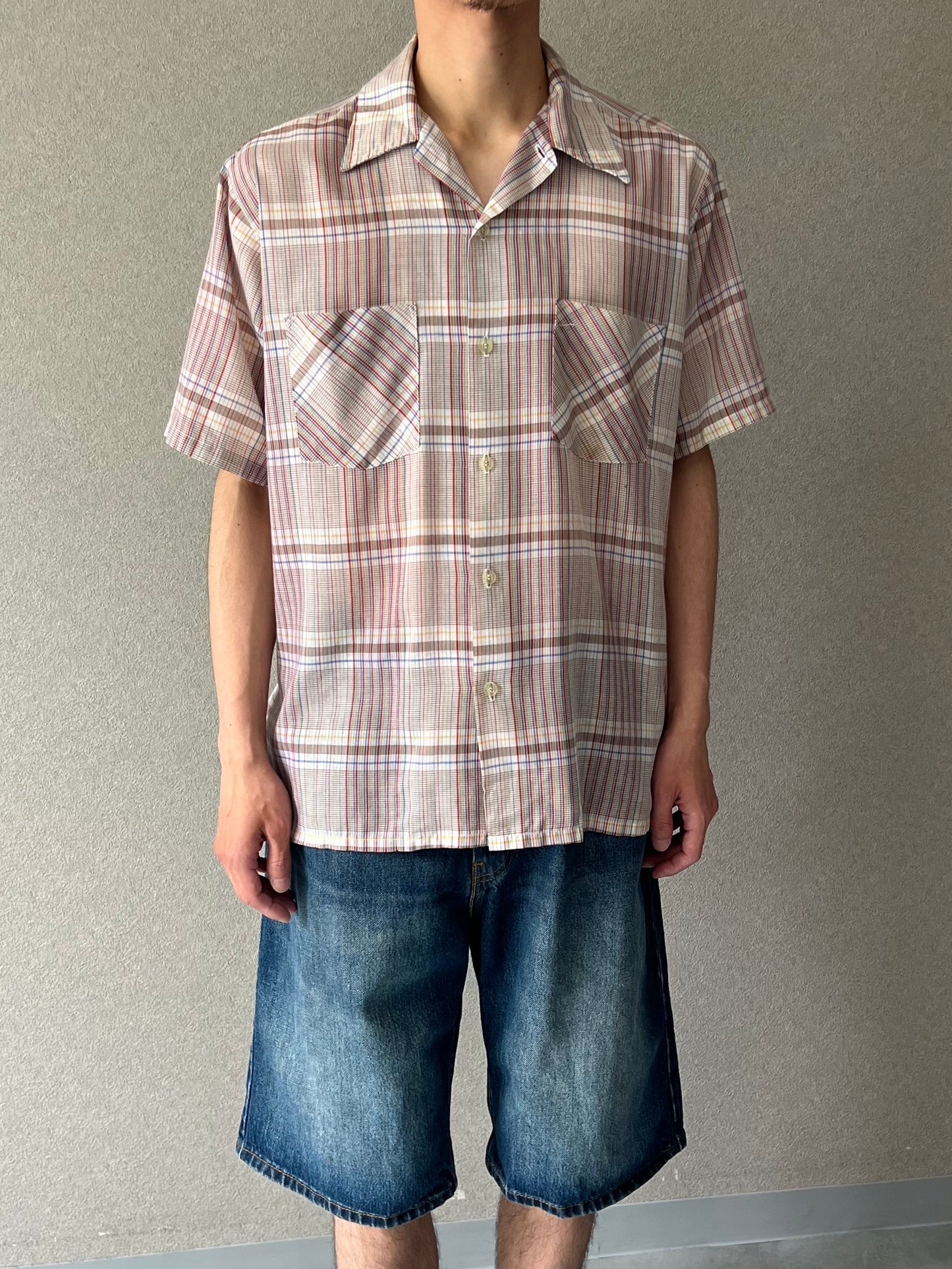 70's Bellcraft open collar shirt "Made in USA"
