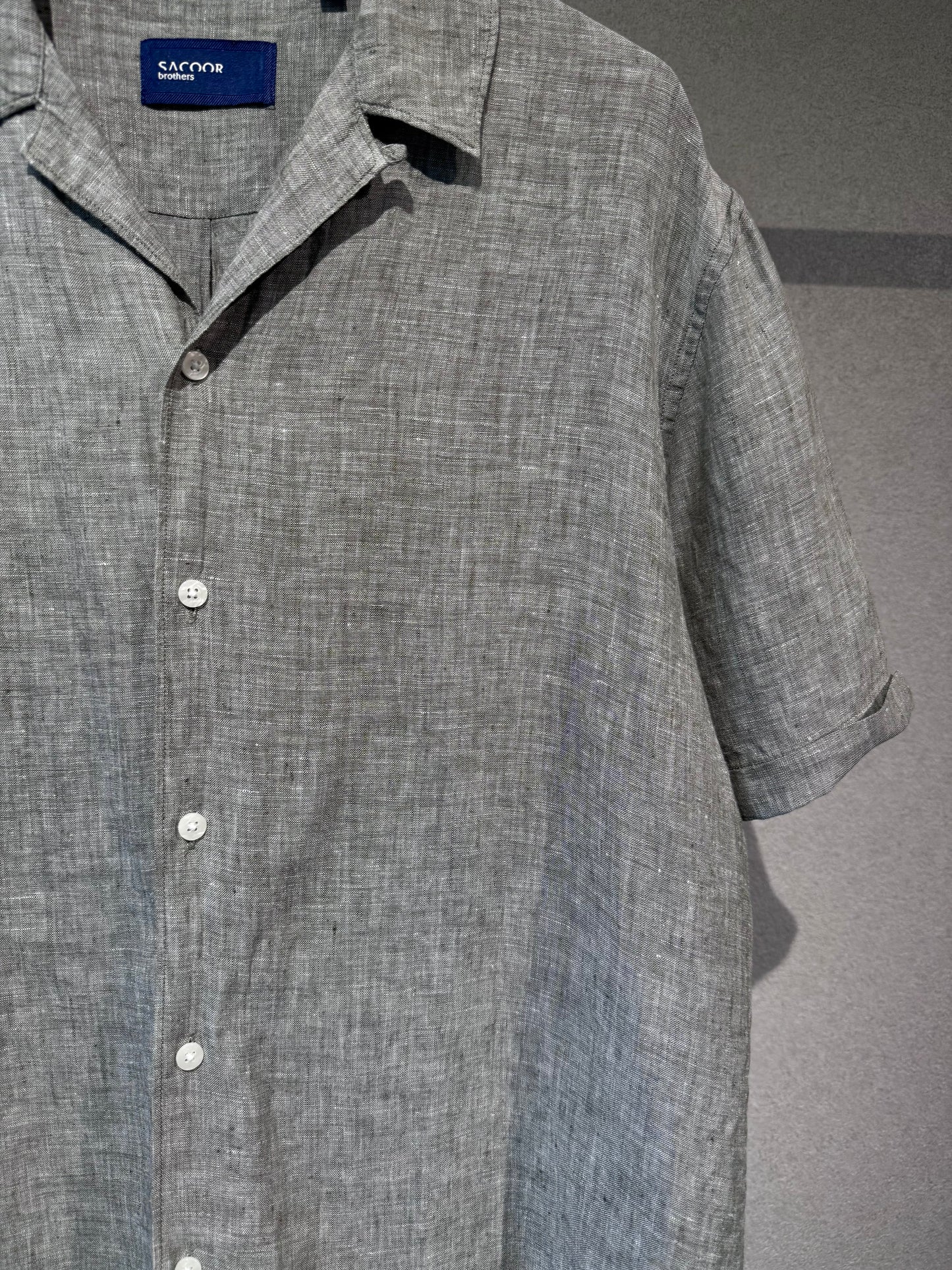 00's SACOOR brothers linen open collar shirt