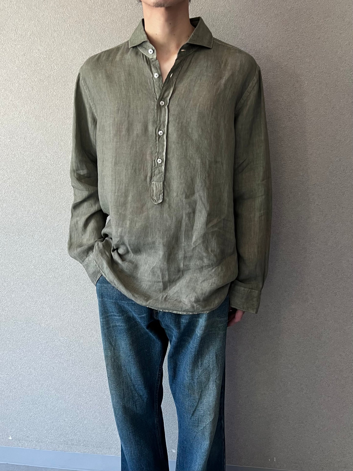 90's Paul Stuart pullover linen shirt "Made in ITALY"