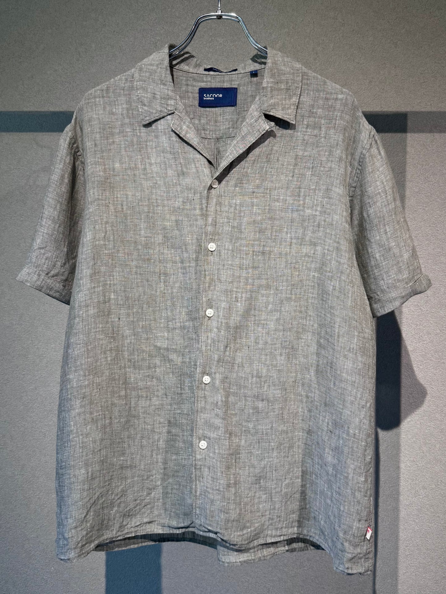 00's SACOOR brothers linen open collar shirt