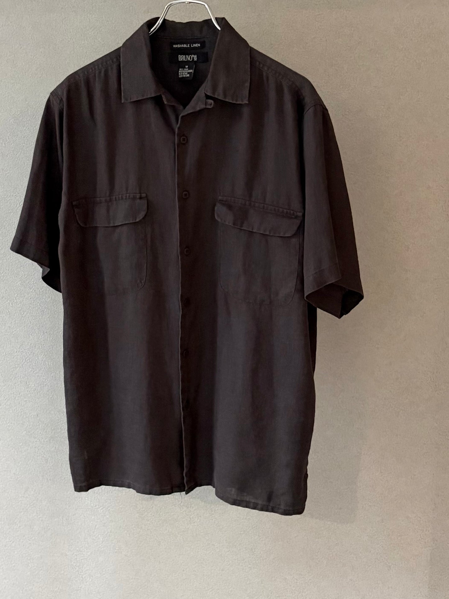 00's BRUNO linen open collar shirt