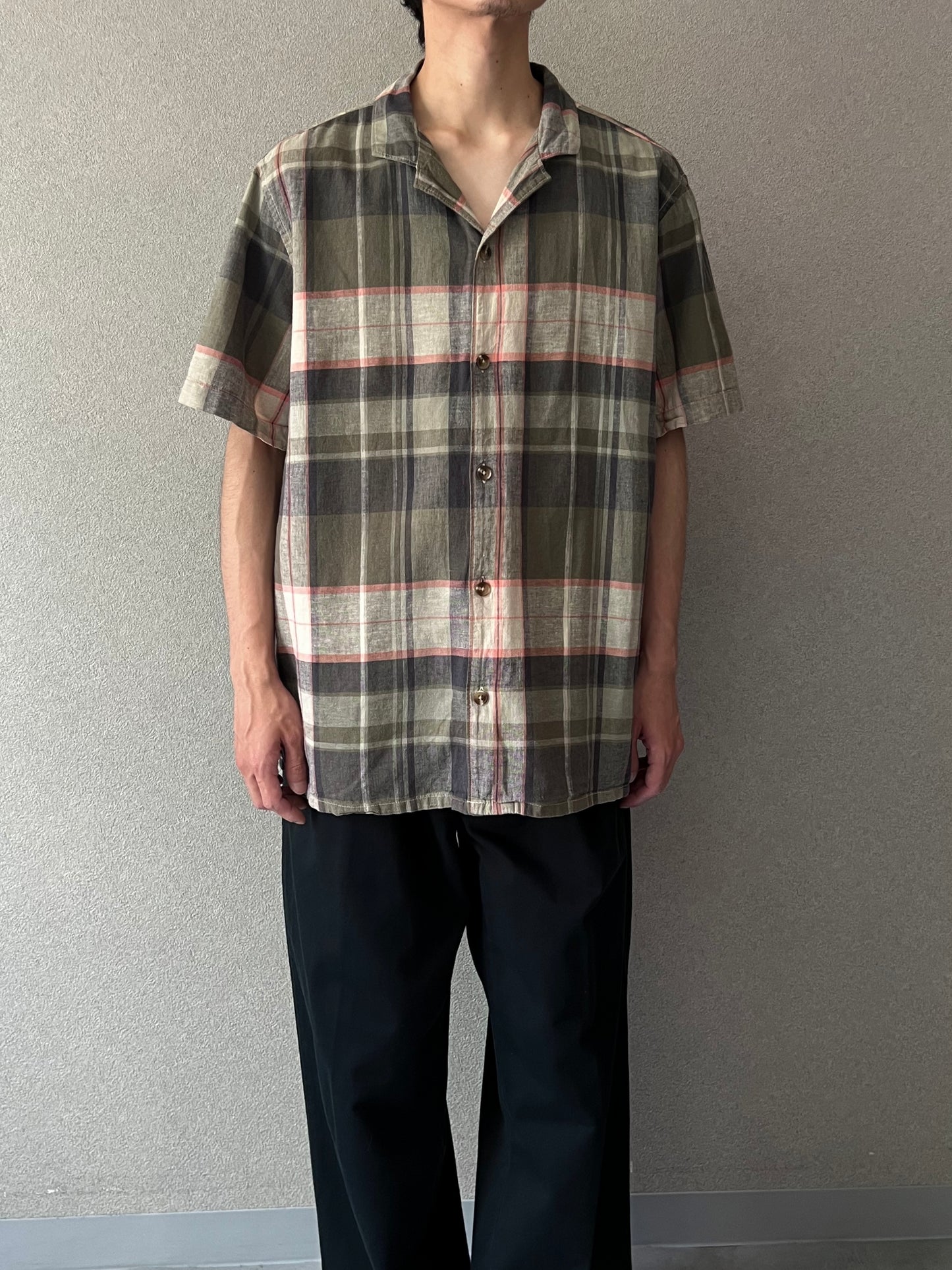 00's〜 OLD NAVY open collar linen shirt