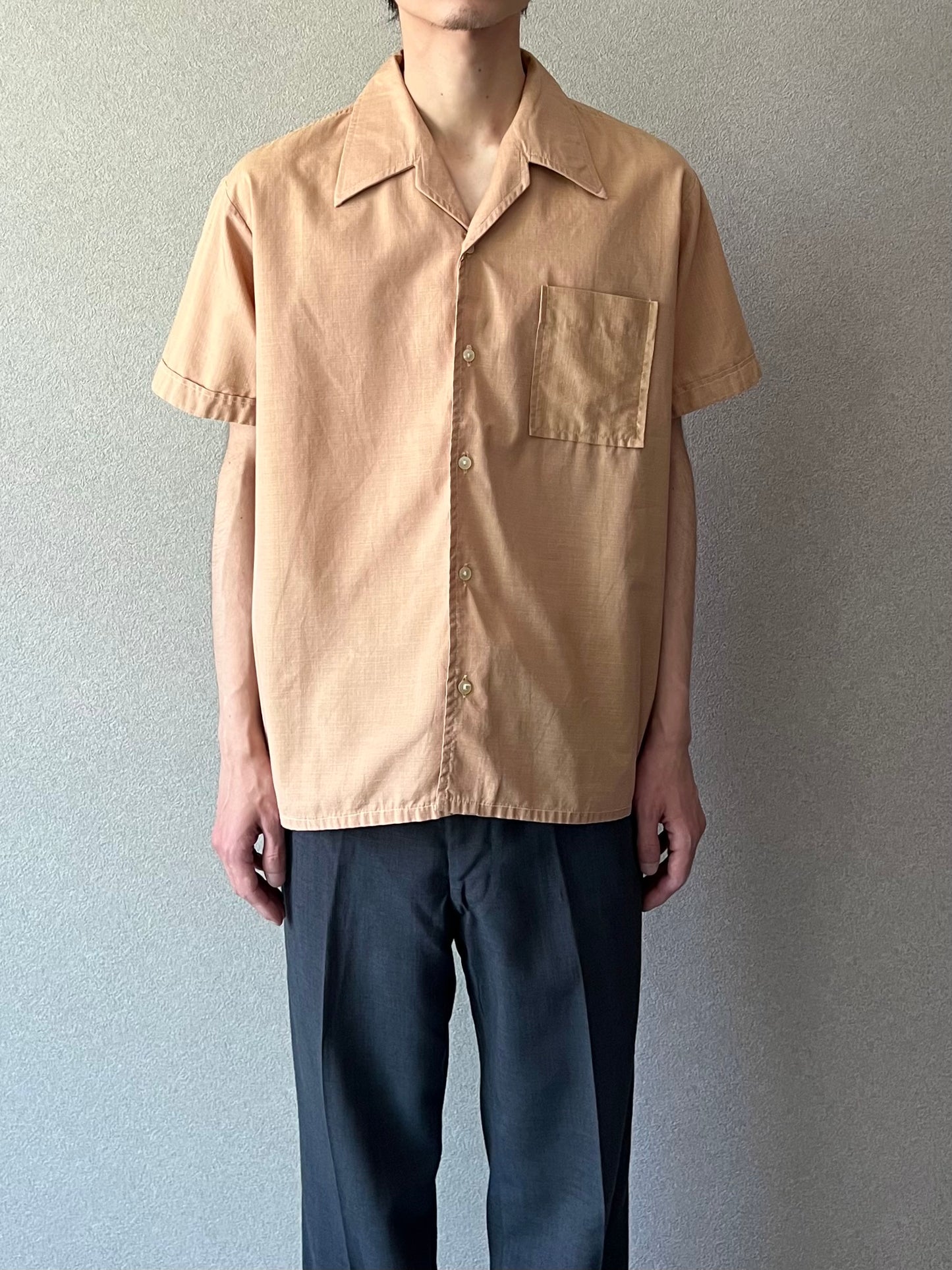 70's M.Feustel K.G. open collar shirt