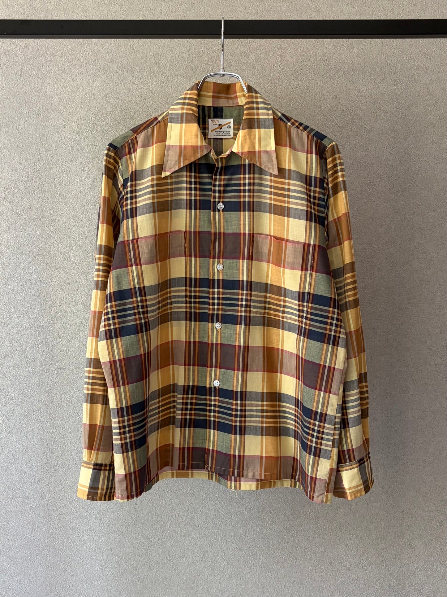 70's B.V.D open collar shirt