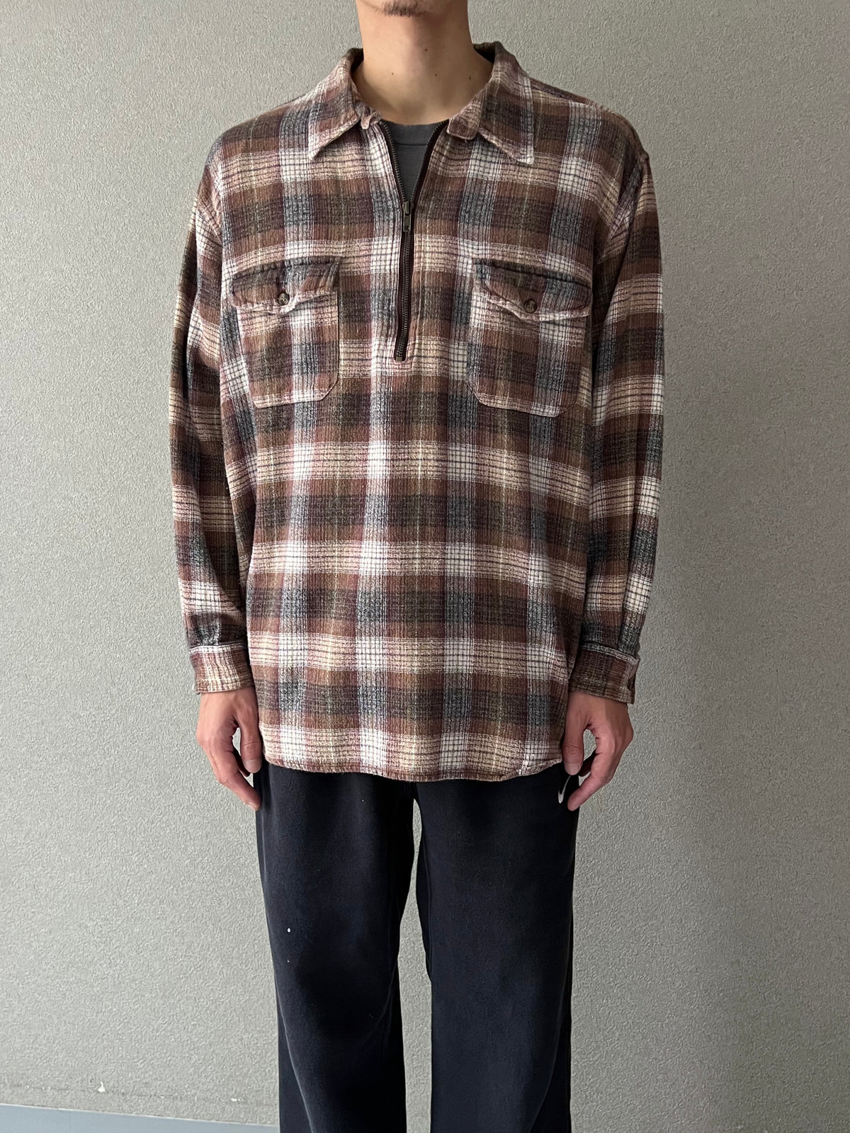 00's BASIC EDITIONS pullover flannel shirt