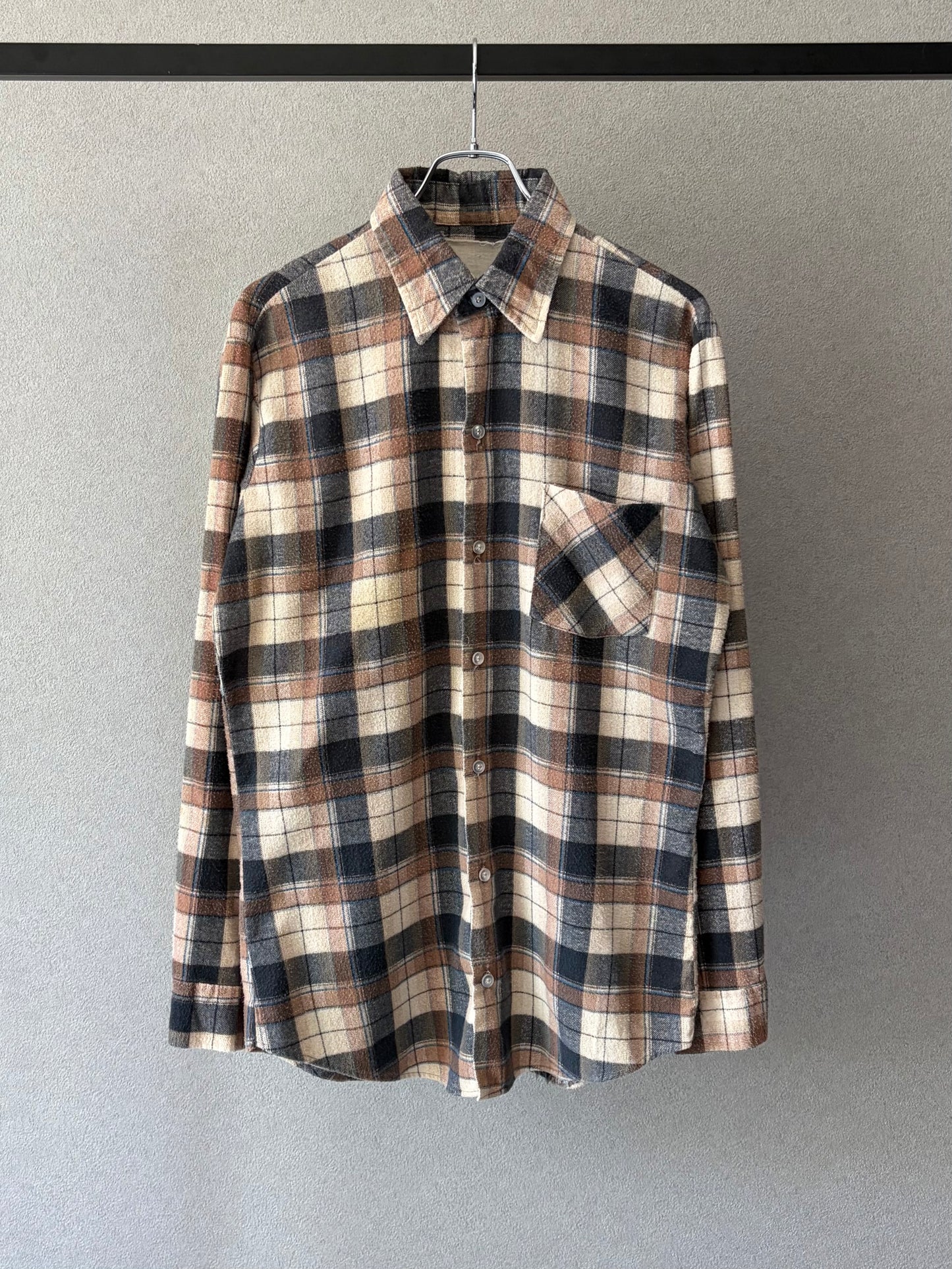 70's UNKNOWN print flannel shirt