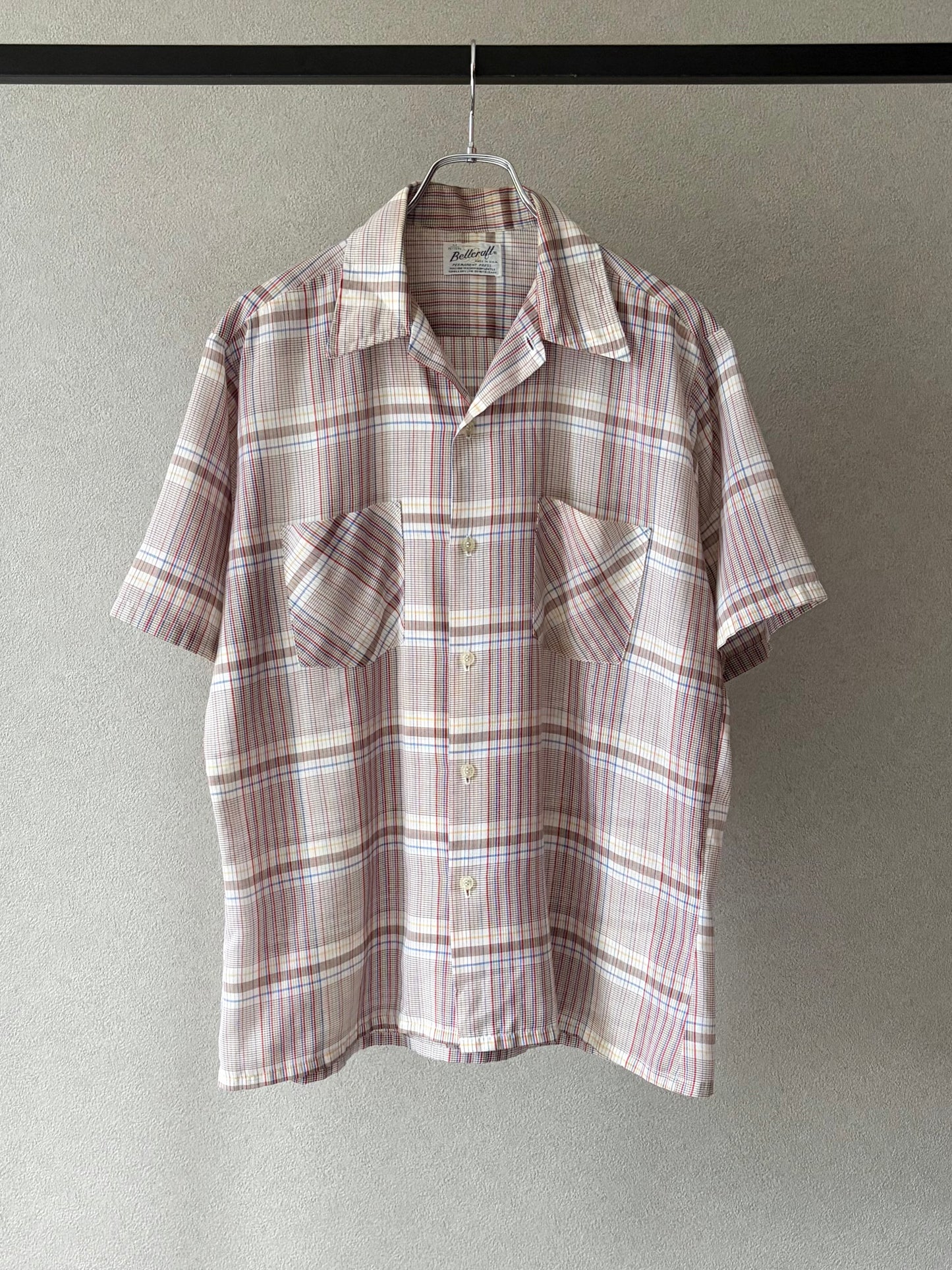 70's Bellcraft open collar shirt "Made in USA"