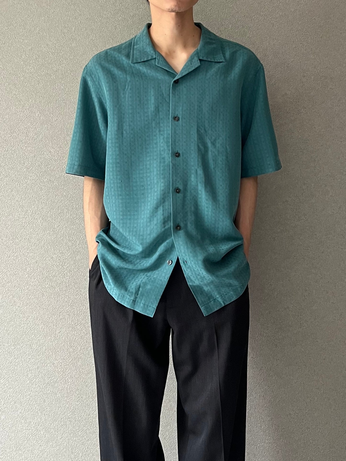 00's VIA EUROPA rayon open collar shirt