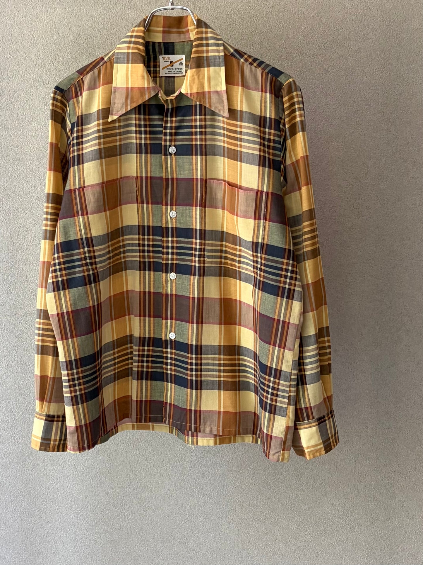 70's B.V.D open collar shirt